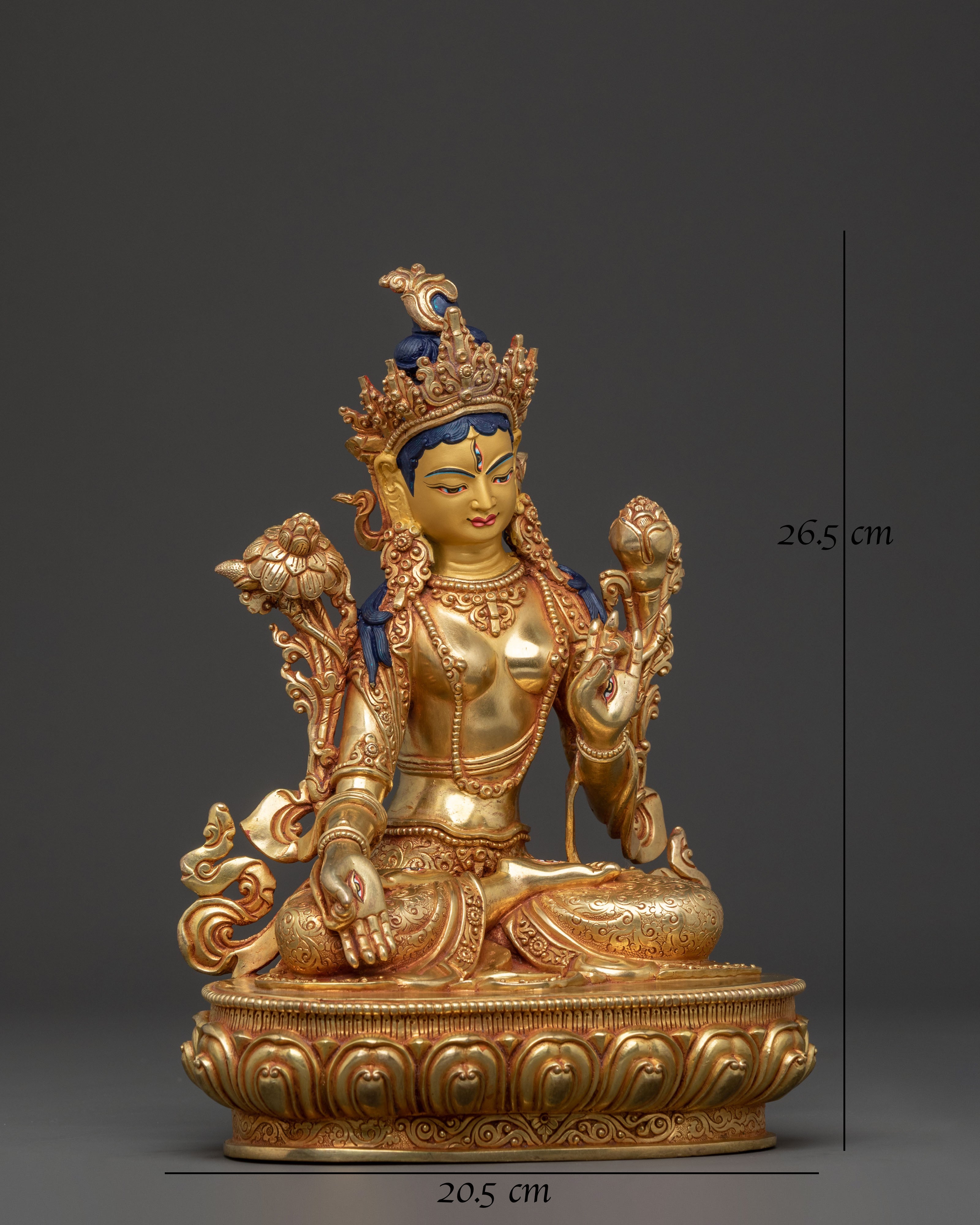 White Tara Longevity Statue – Handcrafted Gilded Copper