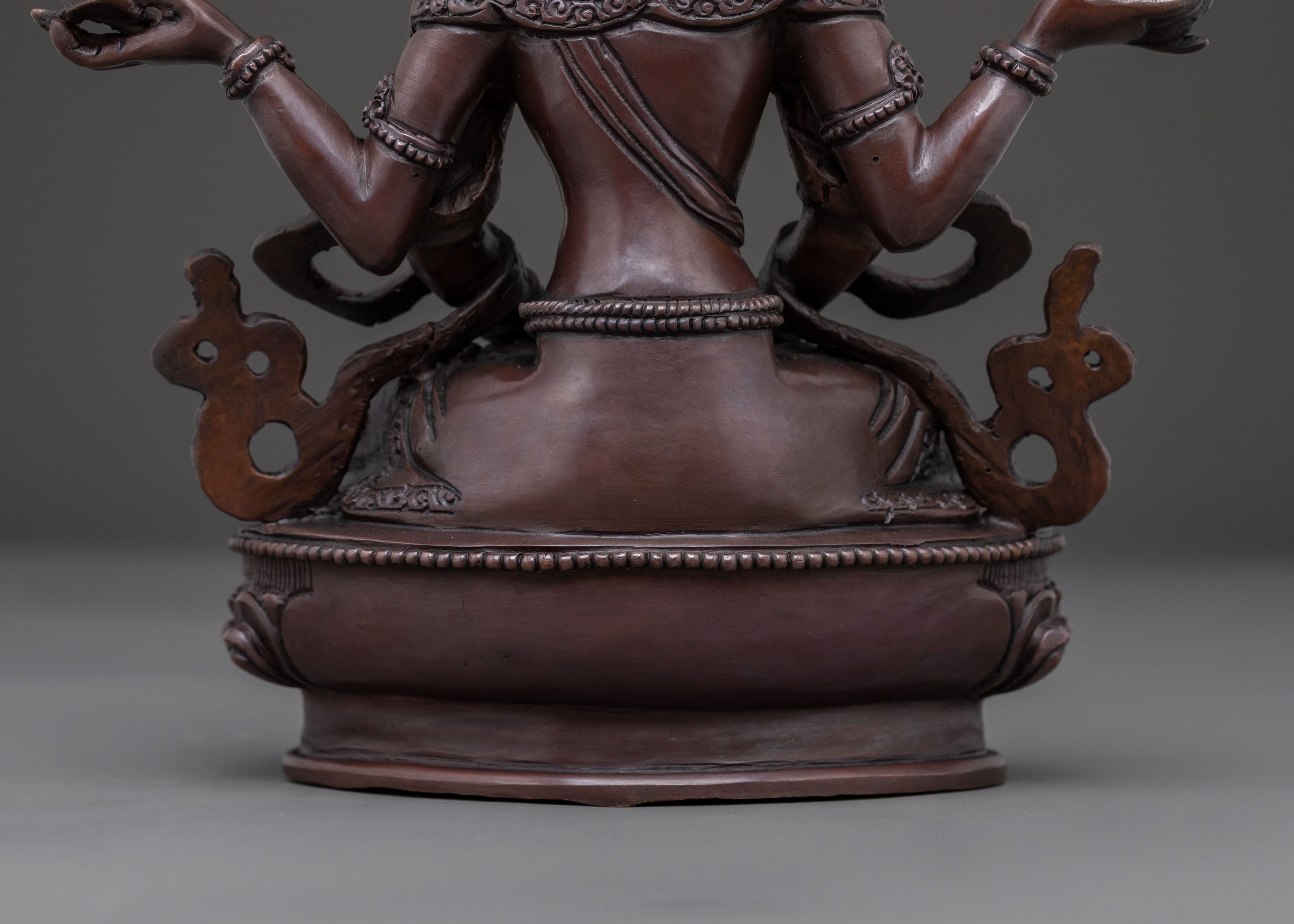 Prajnaparamita Sacred Statue in Oxidized Copper