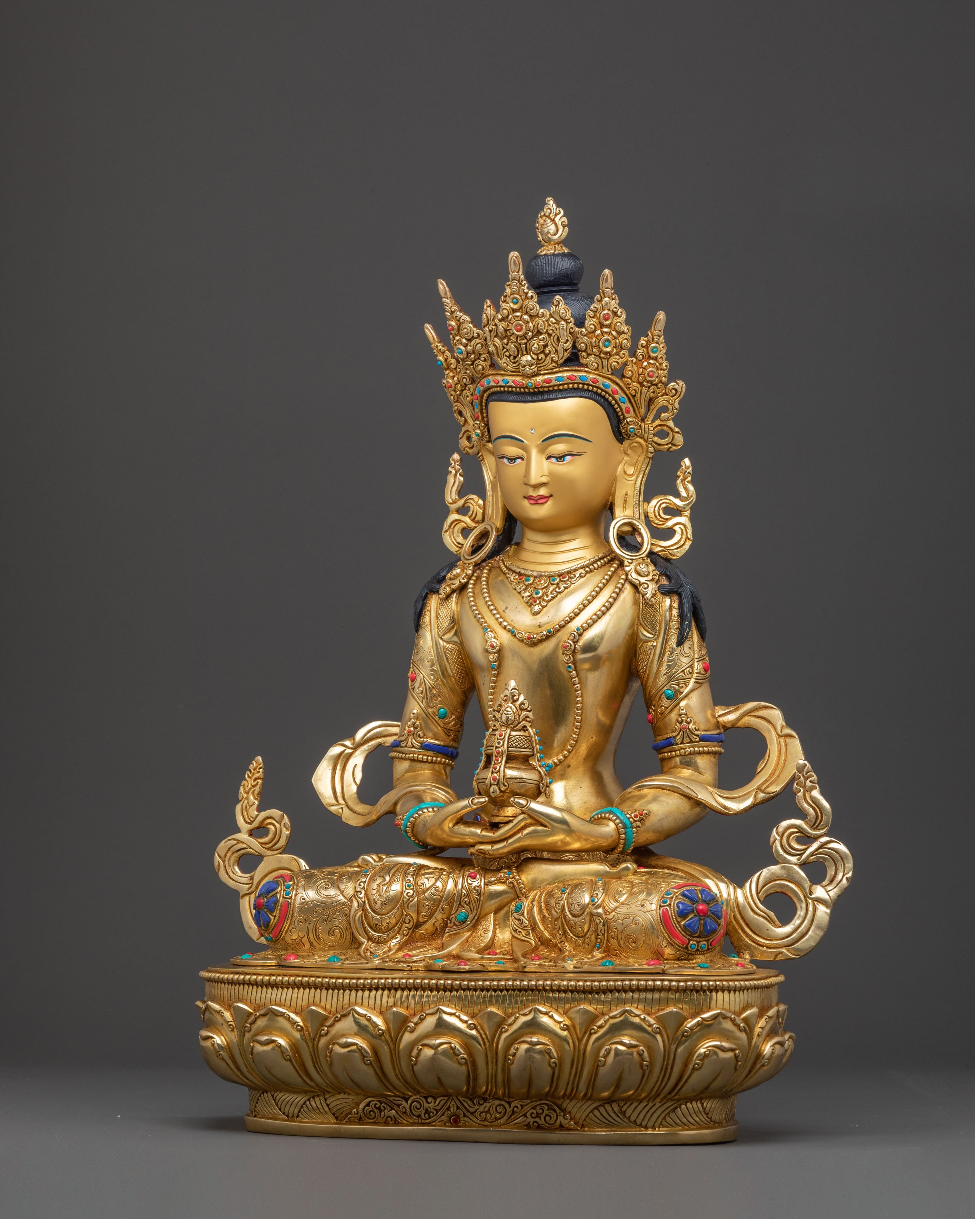Amitayus Buddha 24K Gold Gilded Copper Statue: A Premium Masterpiece