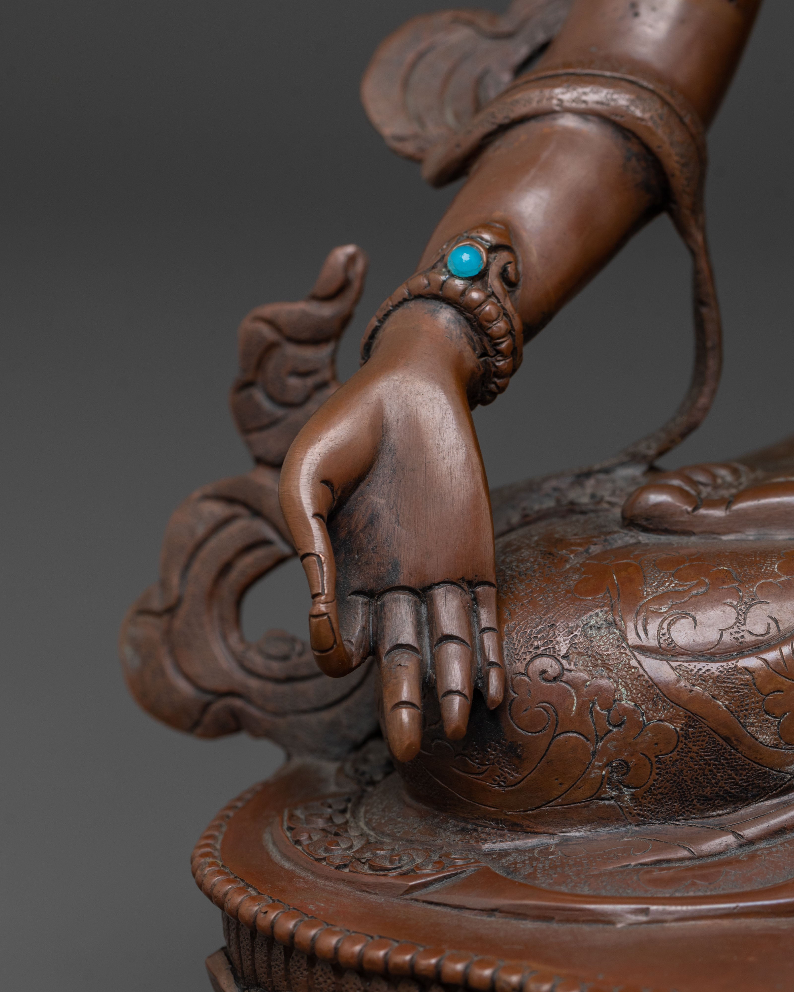 White Tara Copper Statue for Spiritual Decor | Traditional Sculpture