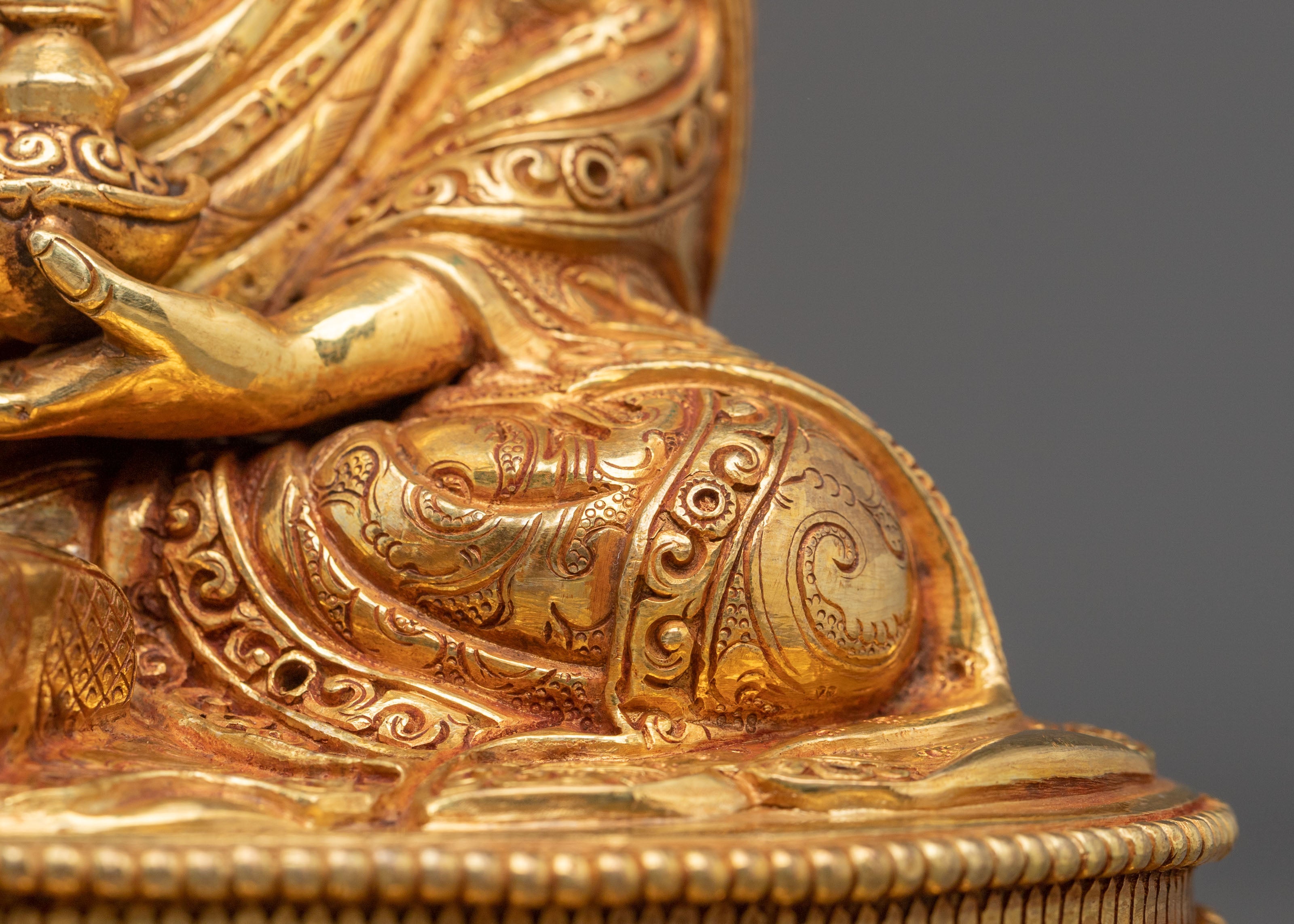Hand-Carved Guru Rinpoche Sculpture | Copper Figurine