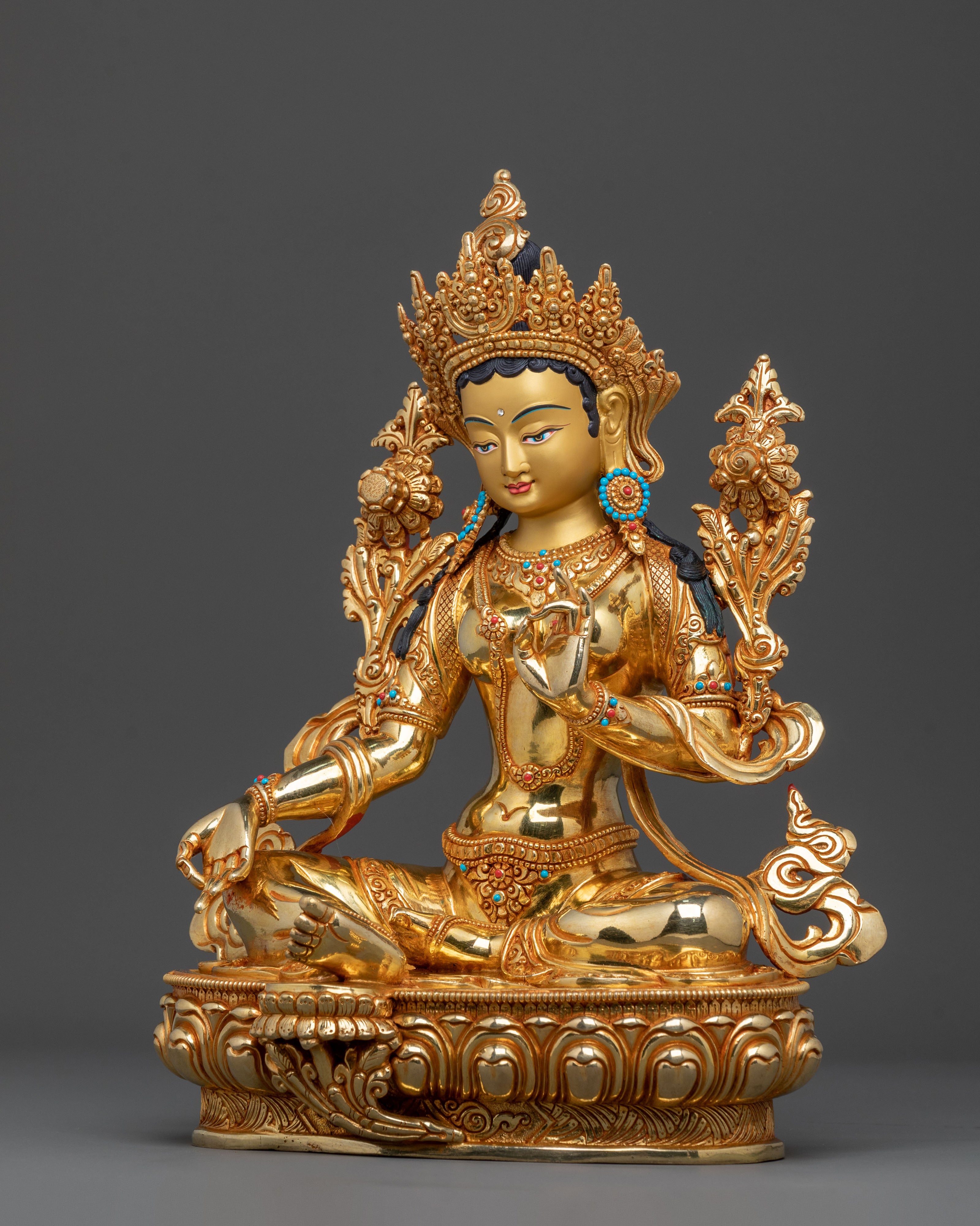 Tibetan Buddhist Goddess Green Tara Figurine | Goddess of Compassion