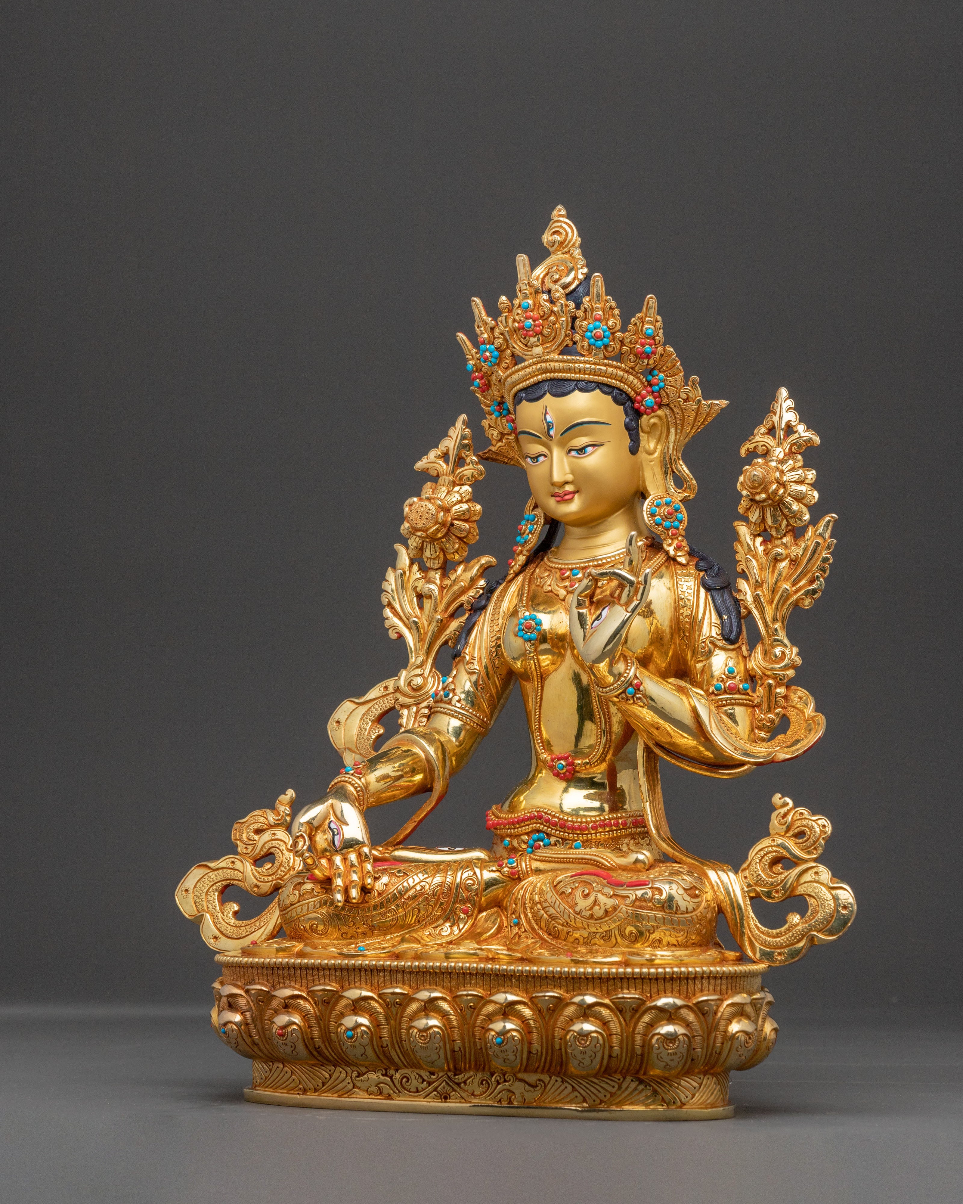 Exquisite Handcrafted White Tara Statue: The Peaceful Goddess