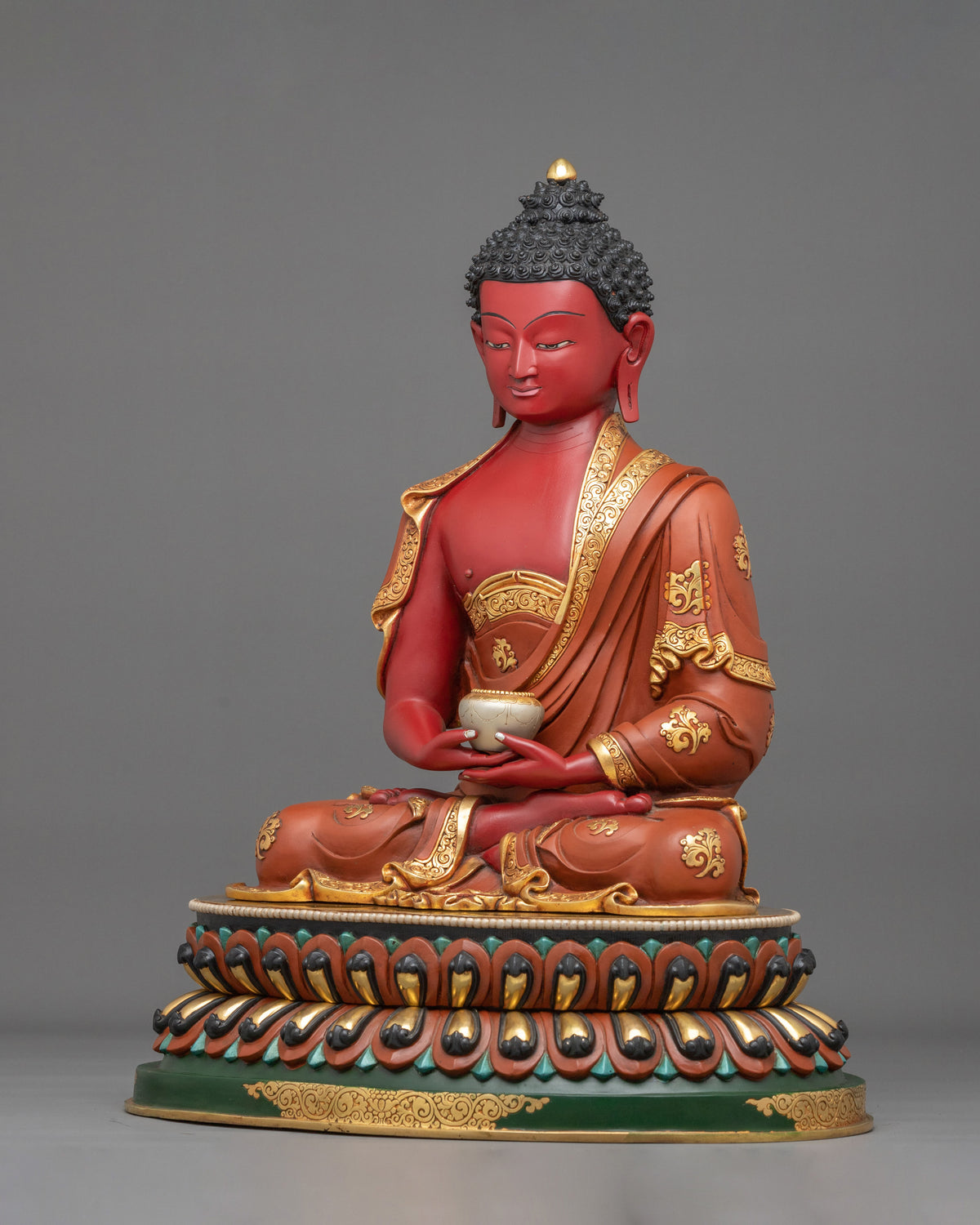 24K Gold Gilded Copper Three Buddha Statue Set | Sacred Buddhist Trio