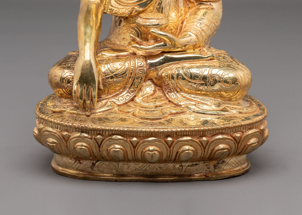 Hand Carved Shakyamuni Buddha Statue with Copper Body