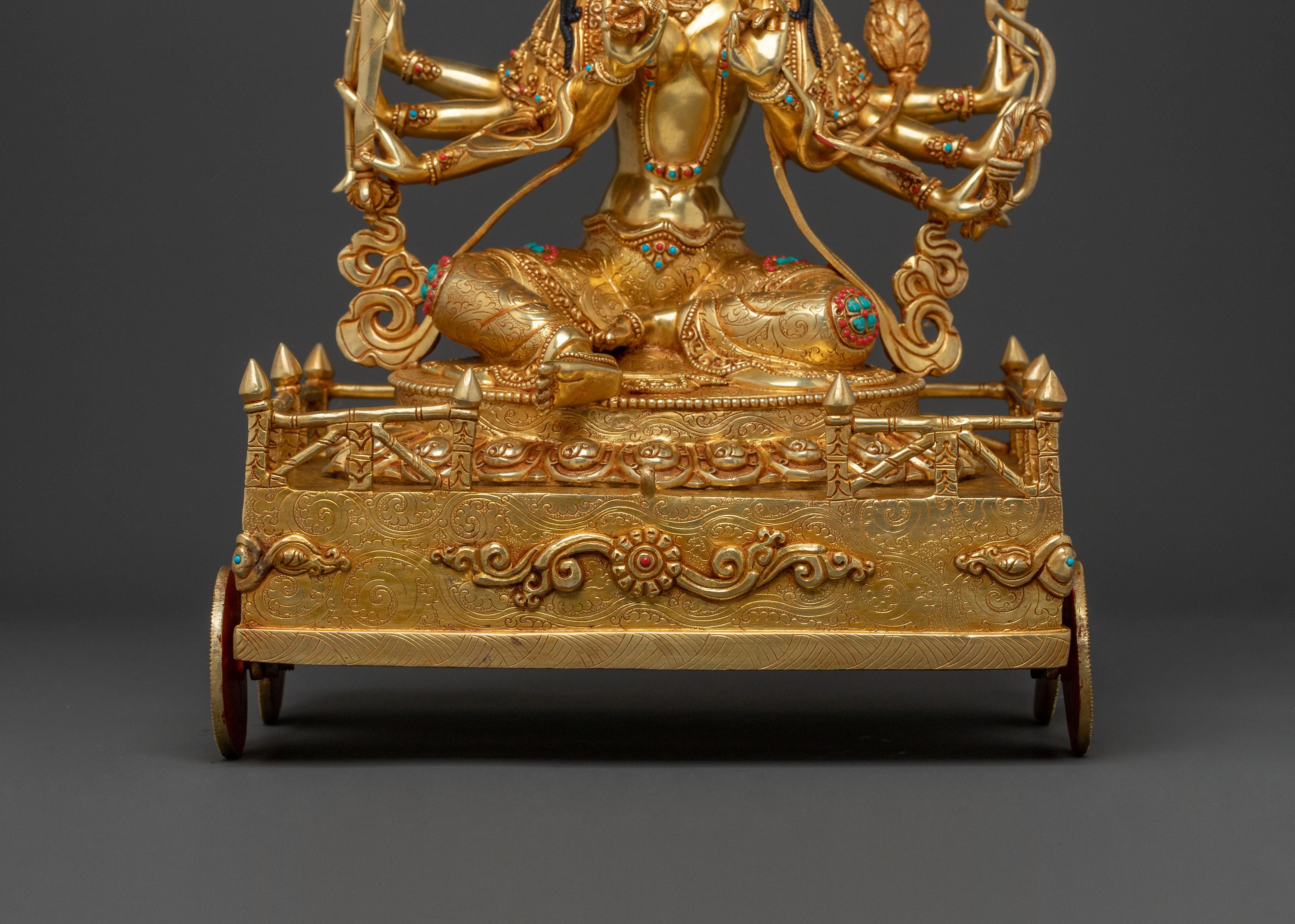 Marici Sacred Statue: 24K Gold Gilded Himalayan Figure