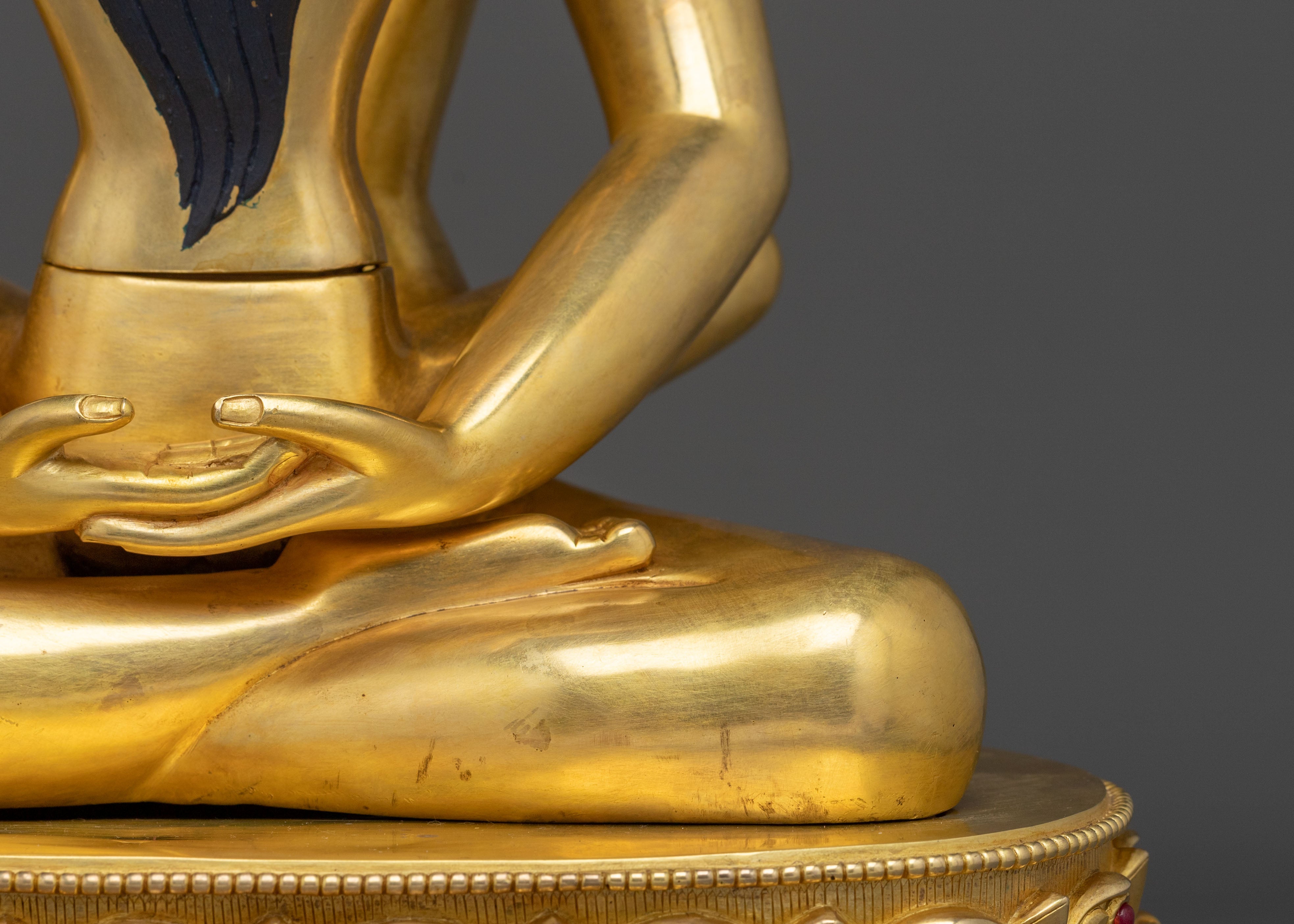 Samantabhadra with Consort Handmade Golden Statue: 24K Gold Gilded