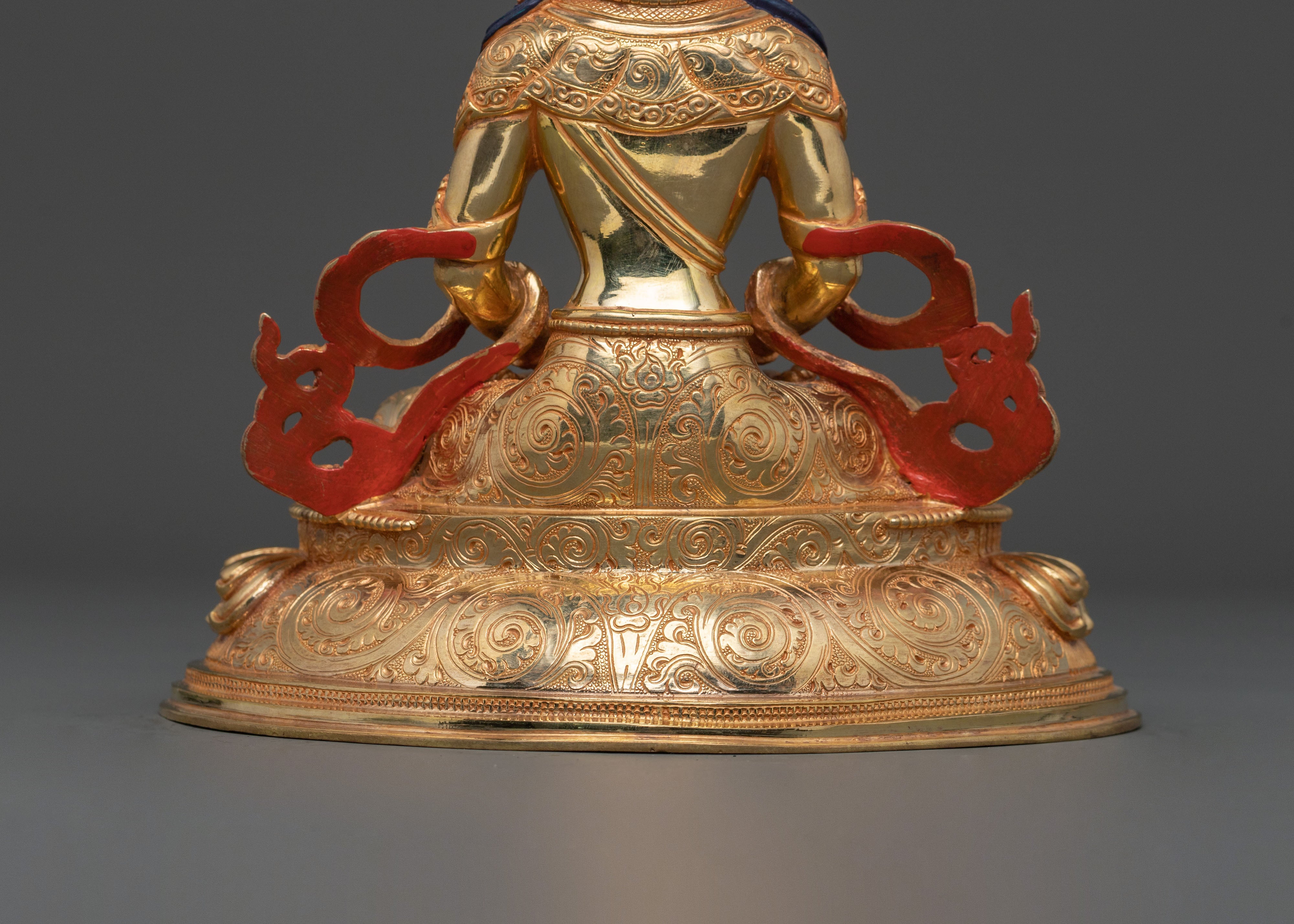 Red Buddha Amitayus Statue | Handcrafted 24K Gold Gilded