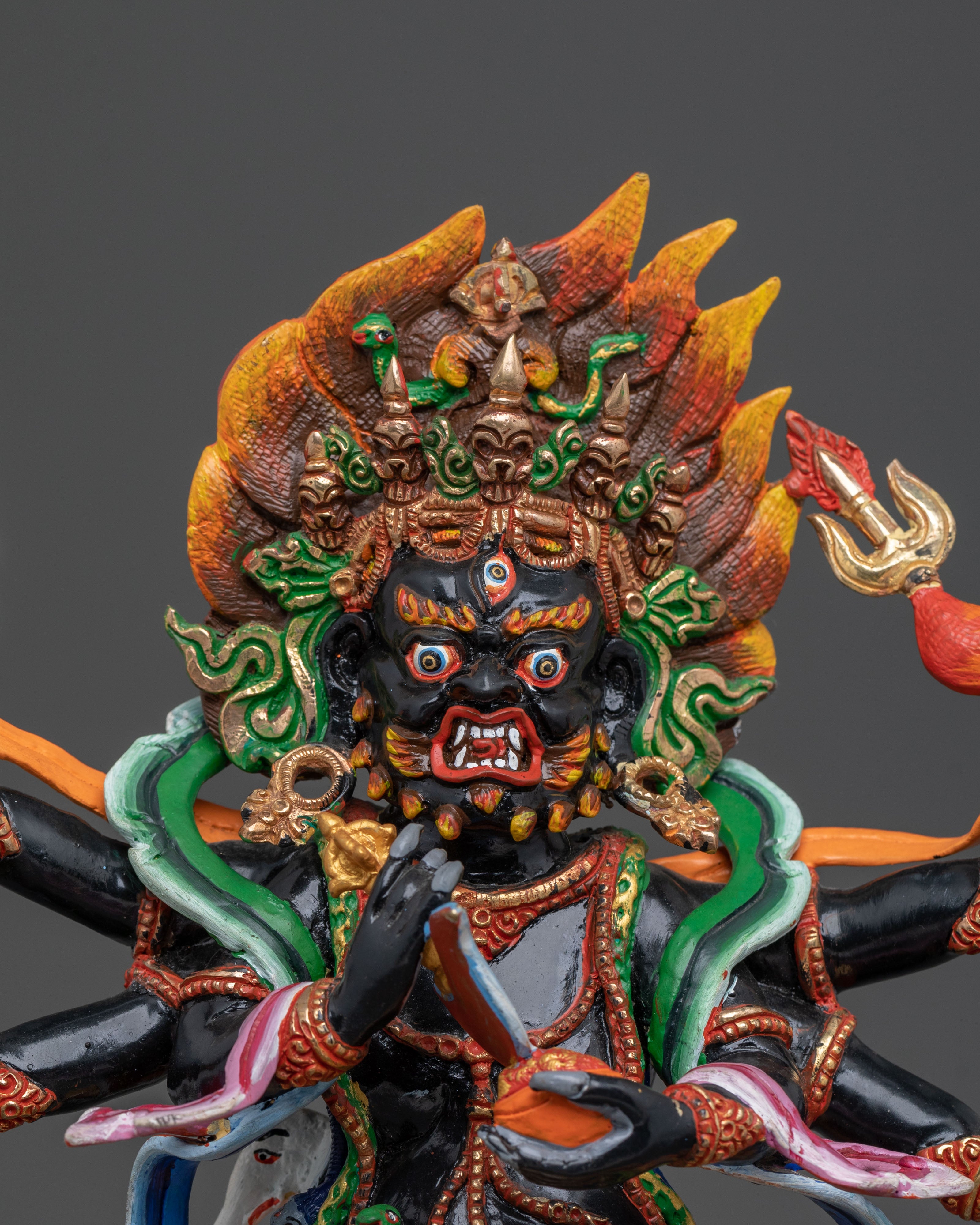 Six-Armed Mahakala Statue | 24K Gold Gilded Protector