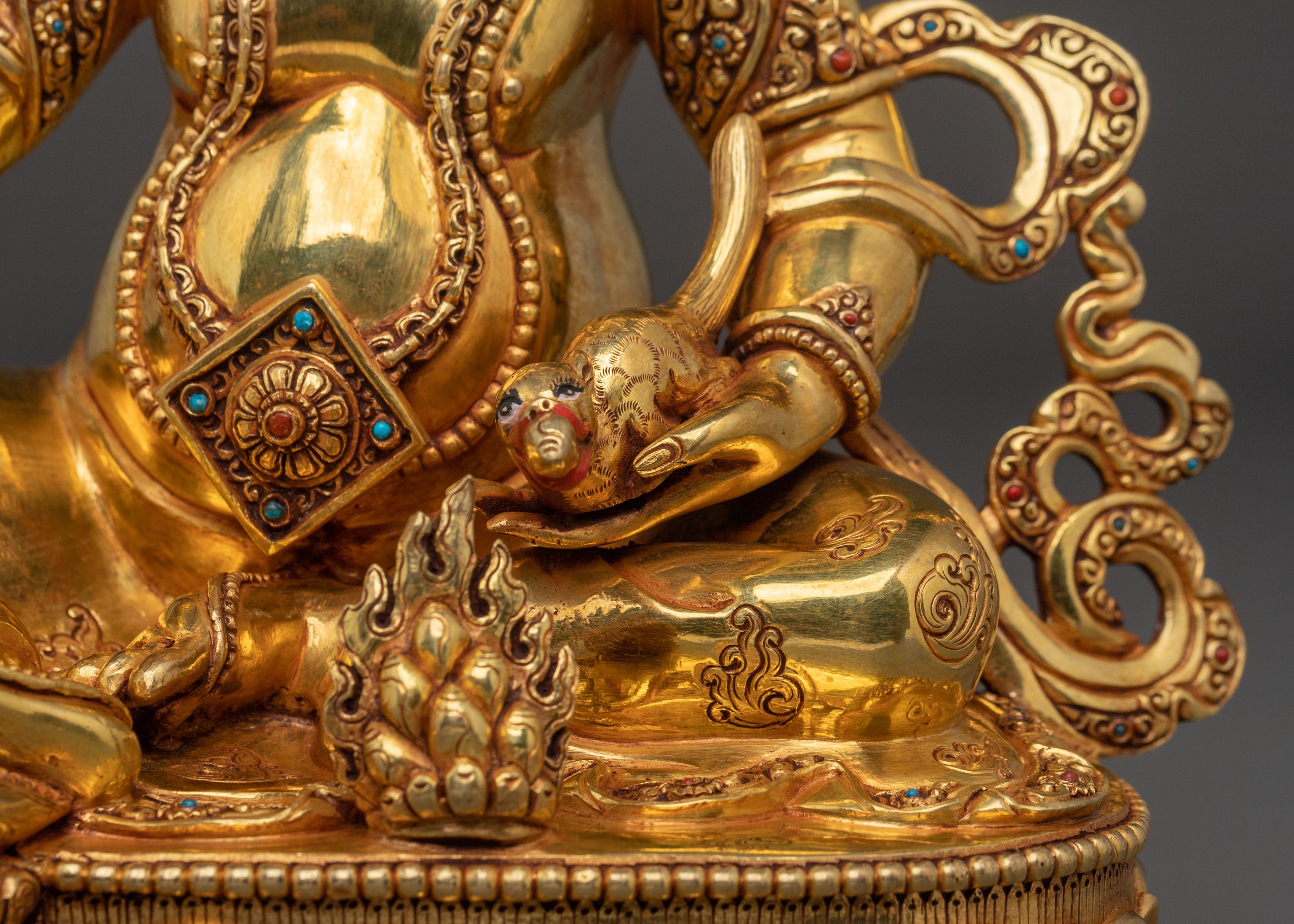 Handcrafted Yellow Dzambhala Statue | Wealth Deity