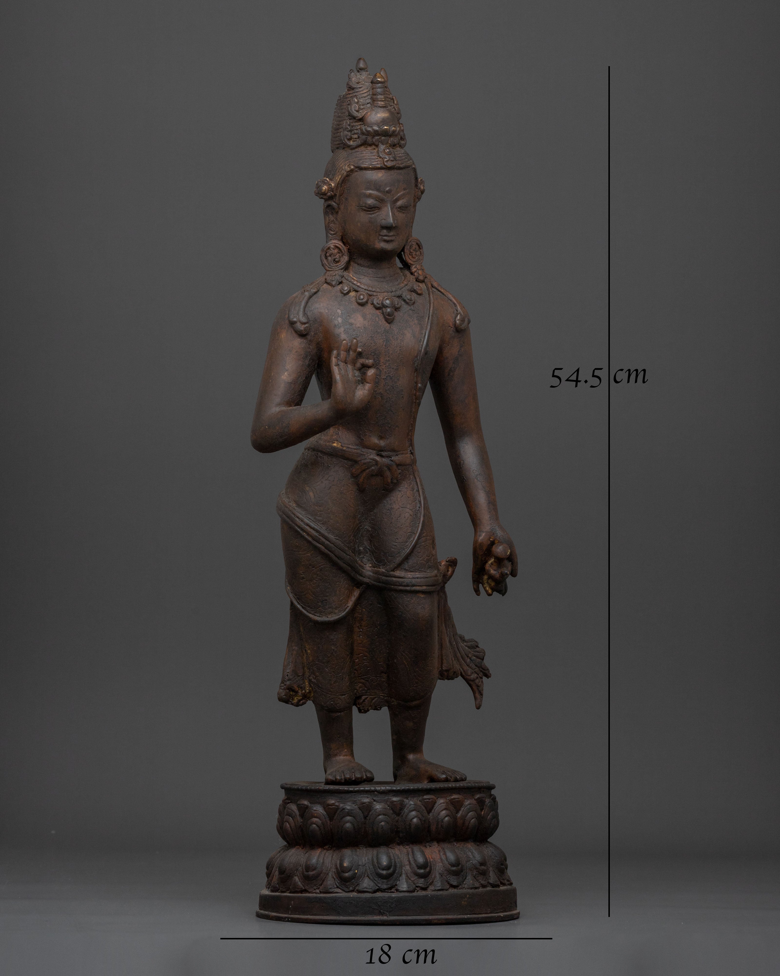 Maitreya Buddha Sacred Sculpture with Antique Finish