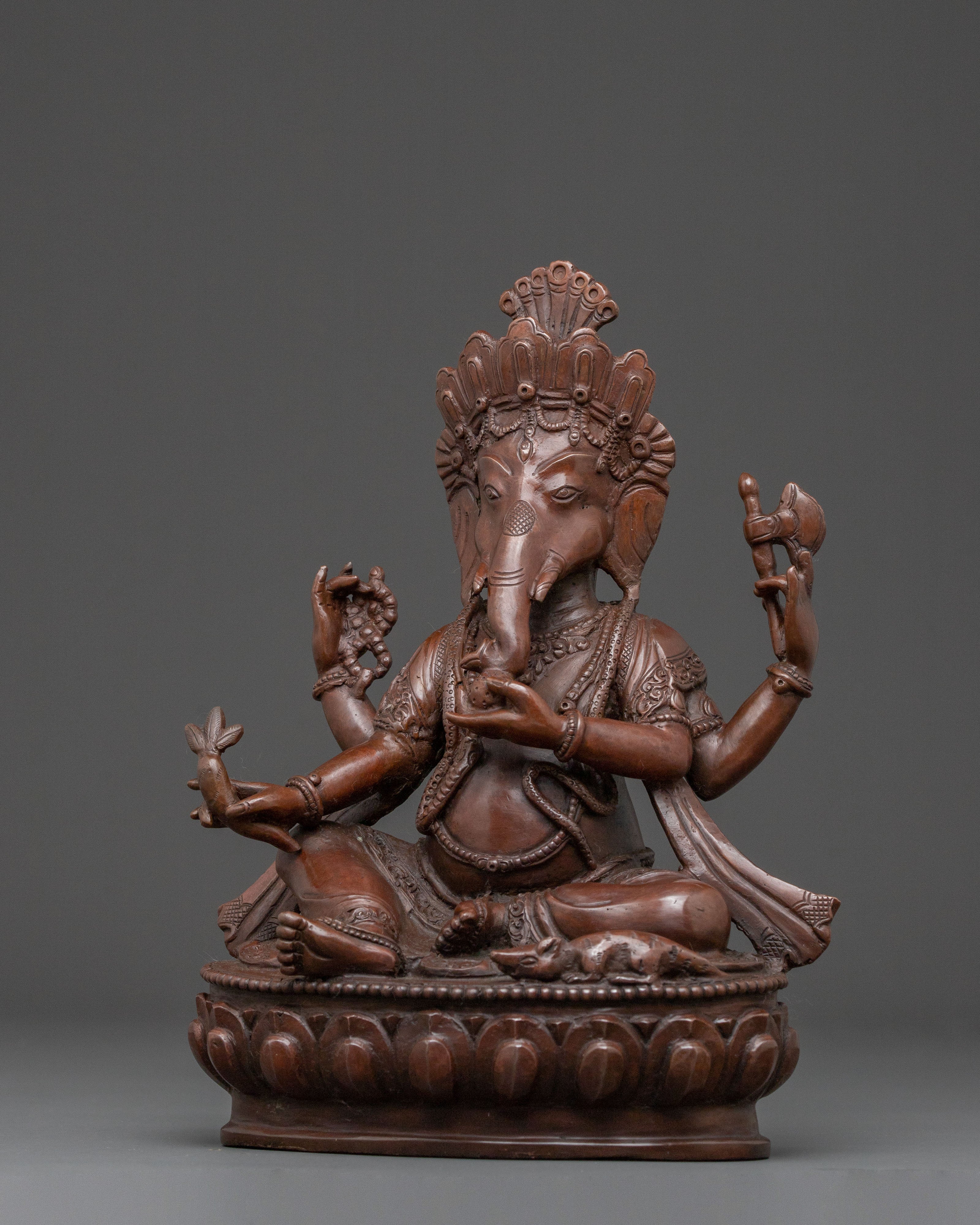 Oxidized Copper Statue of Ganesha: Remover of Obstacles