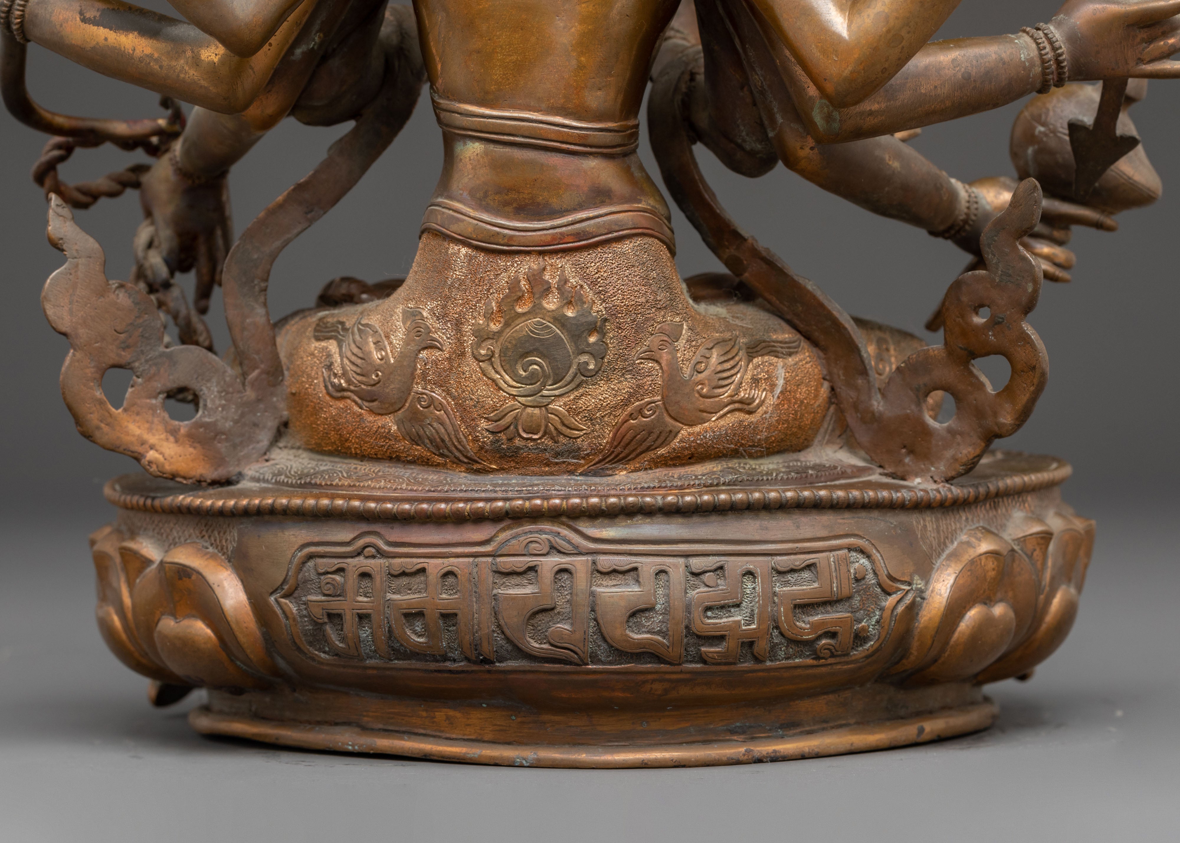 Tibetan Dhoja Devi Deity Statue - Antique Finish Copper