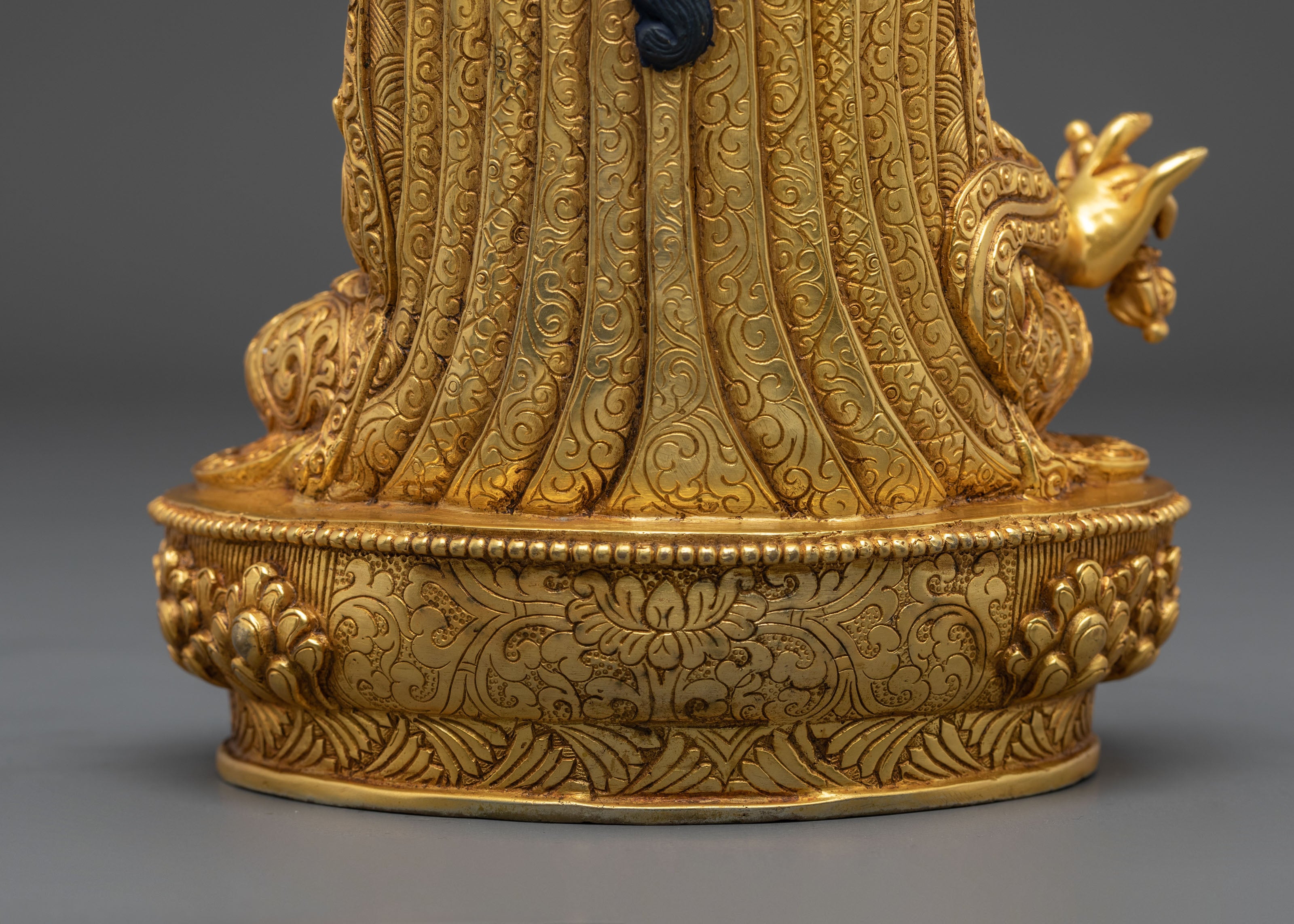 Handmade Guru Rinpoche Spiritual Sculpture with 24K Gold Gliding
