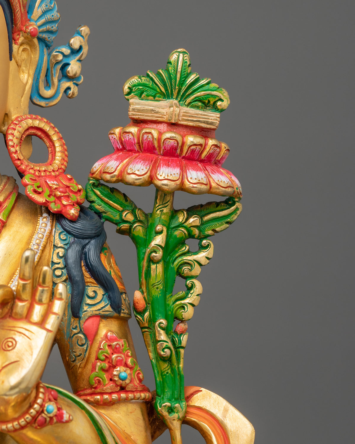 Manjushri 24K Gold Gilded Copper Statue: Wisdom Embodied