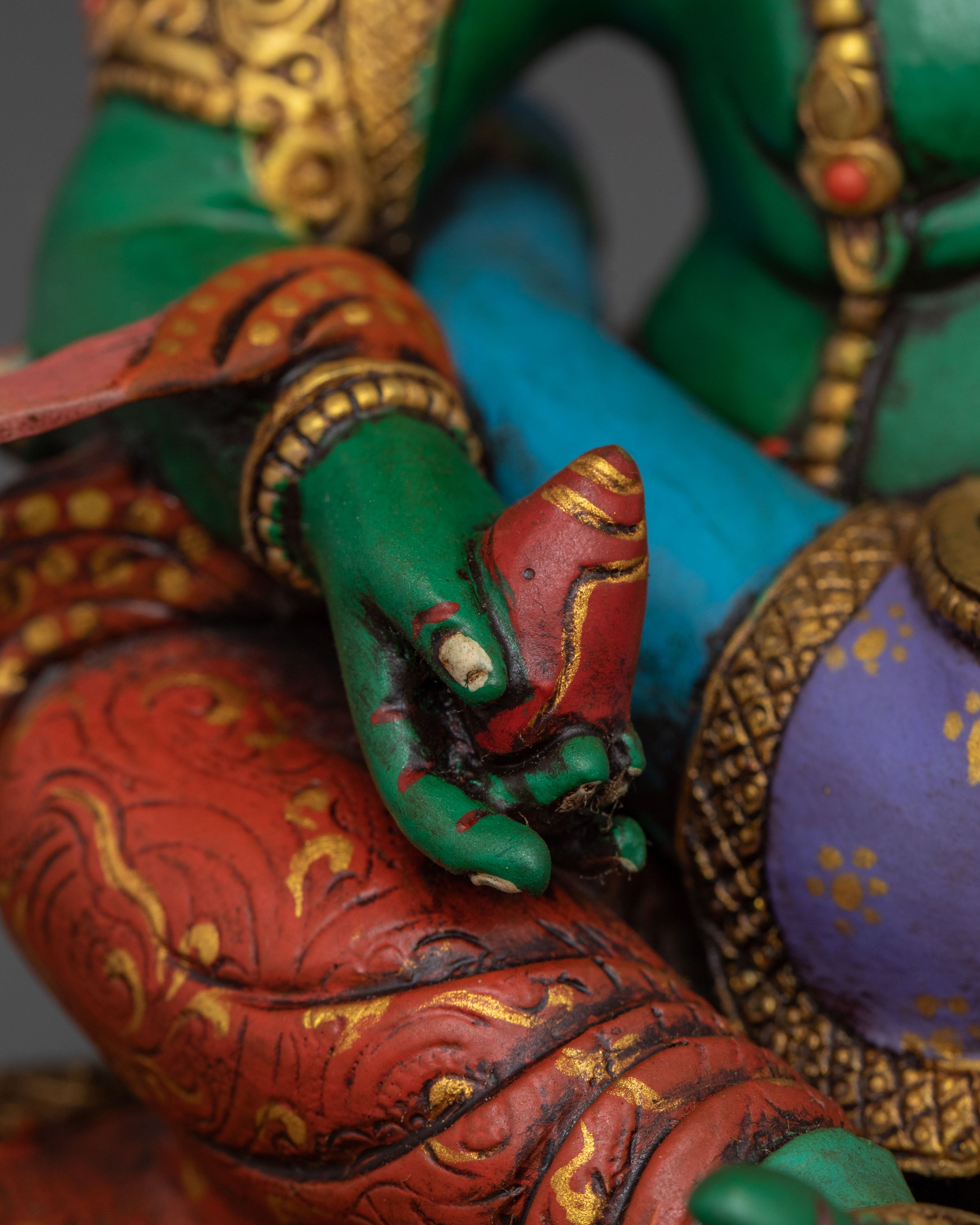 Green Dzambhala Statue | Handcrafted Wealth Deity