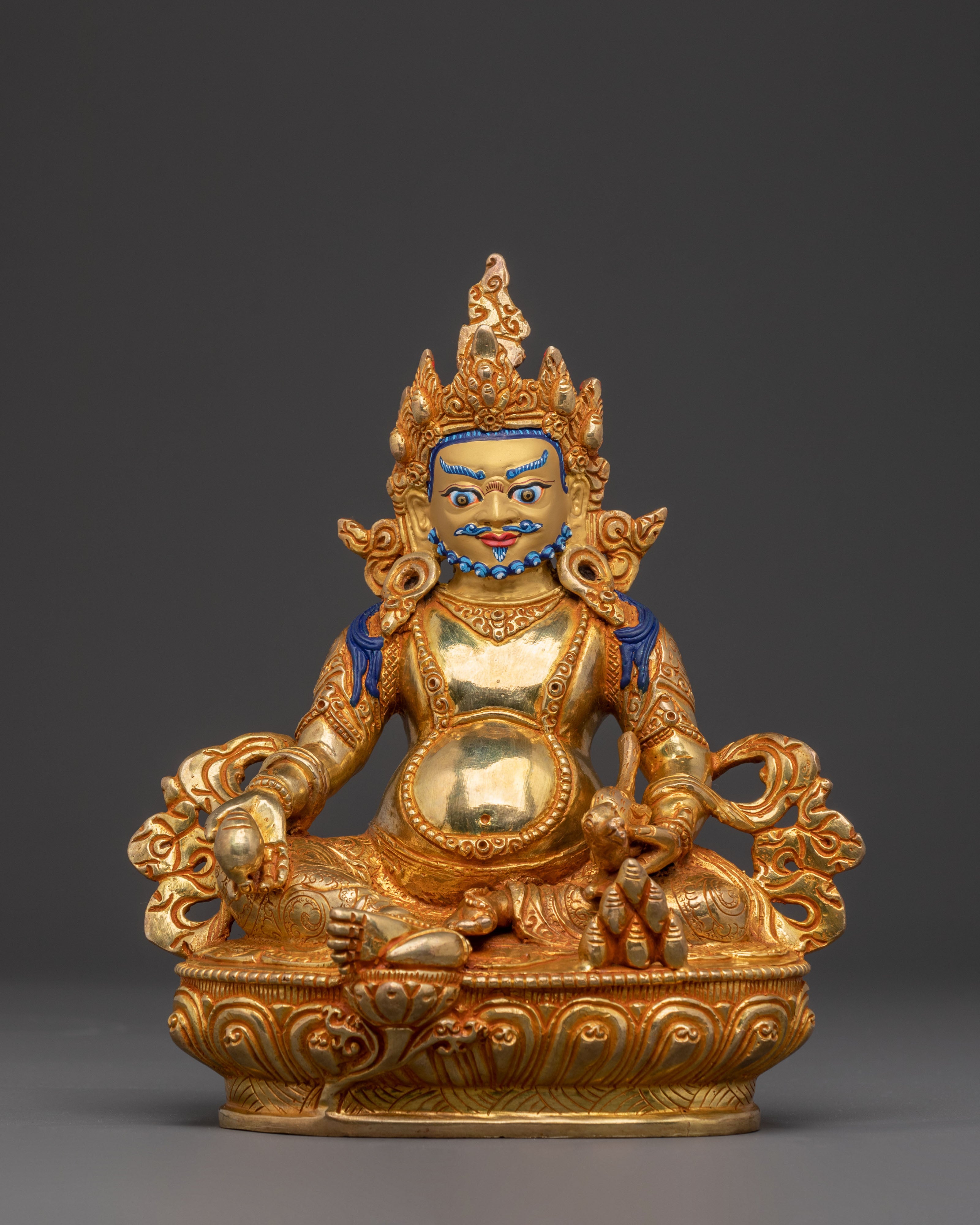 Handcrafted Dzambhala Spiritual Statue – 24K Gold Gilded Art