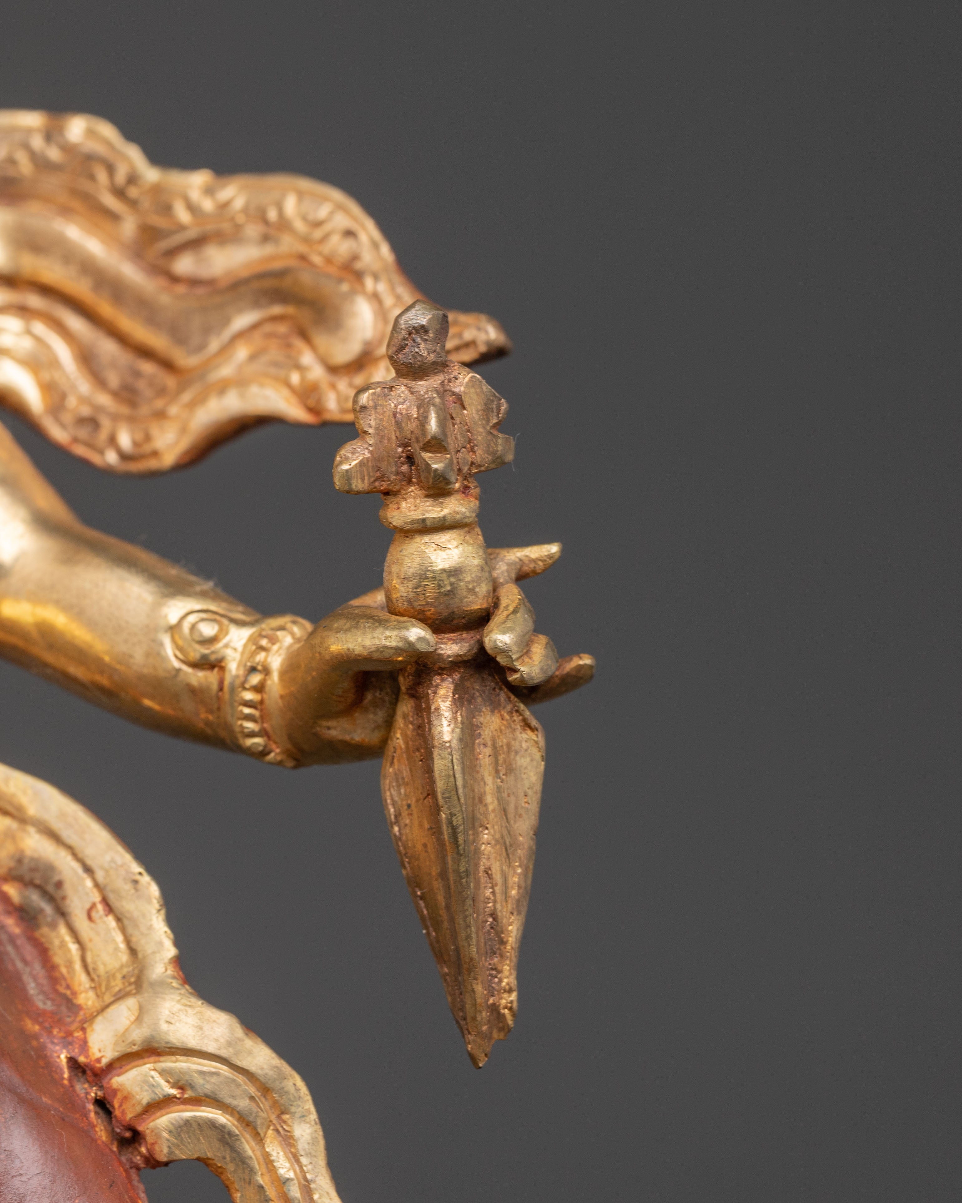 Handmade Golden Dorje Drolo Statue | Wrathful Protector