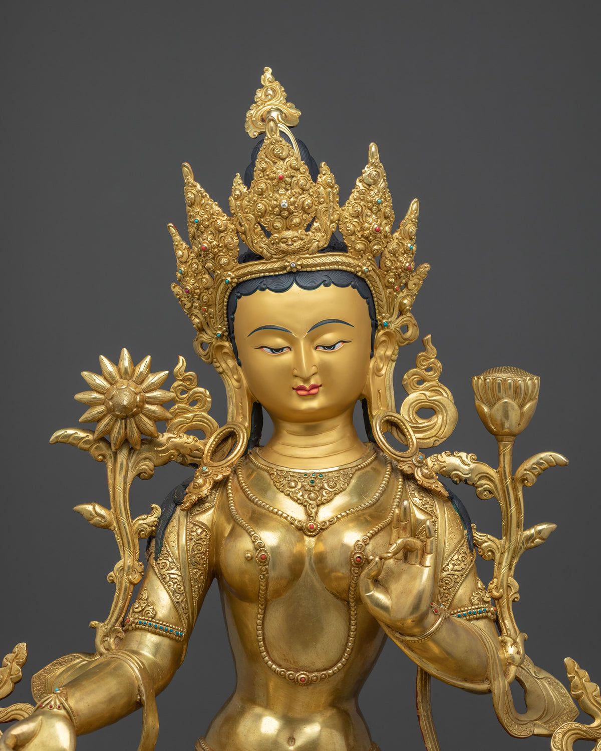 Green Tara Figurine | 67-cm Tall Golden Sculpture