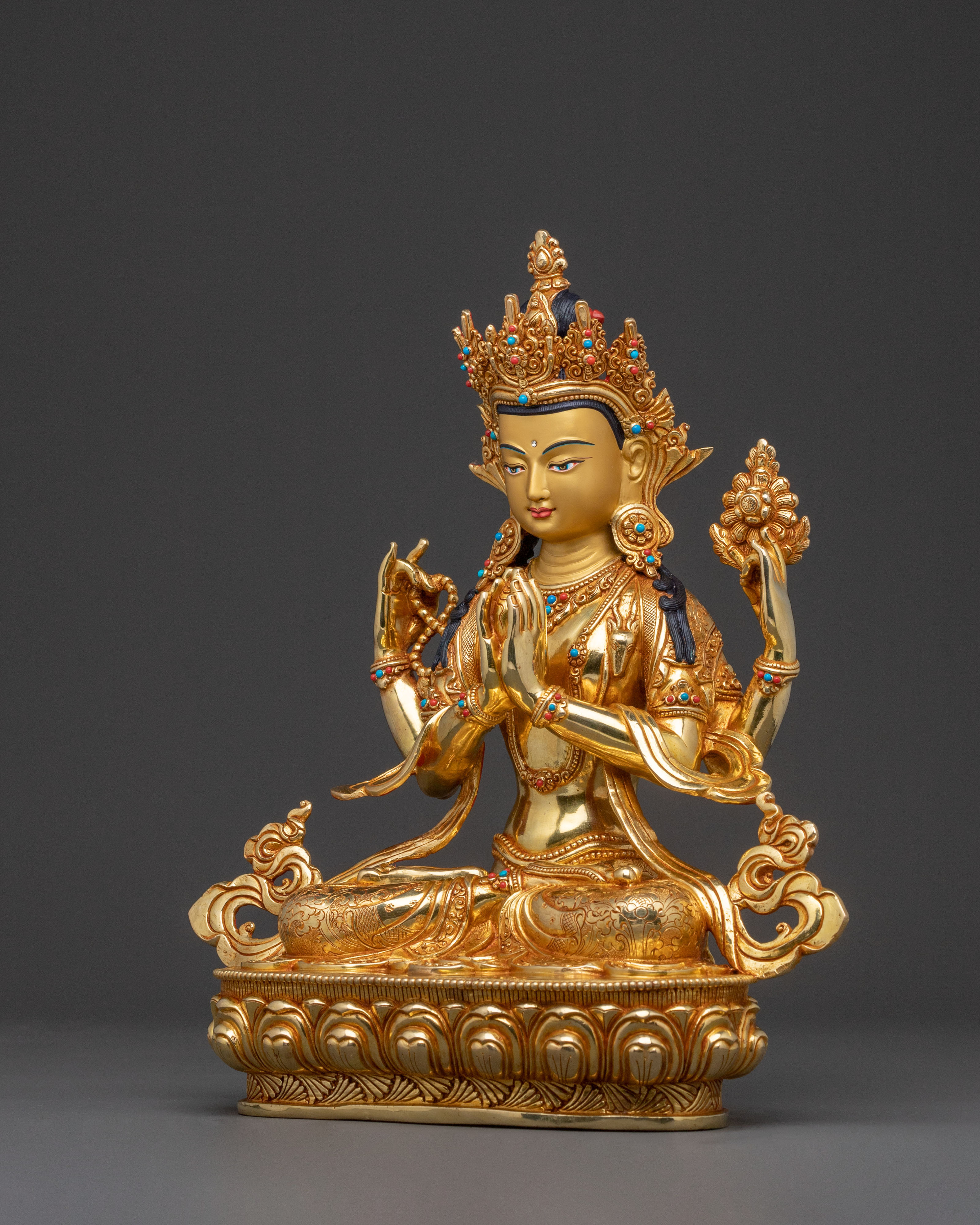 Handcrafted Copper Statue of Chenrezig