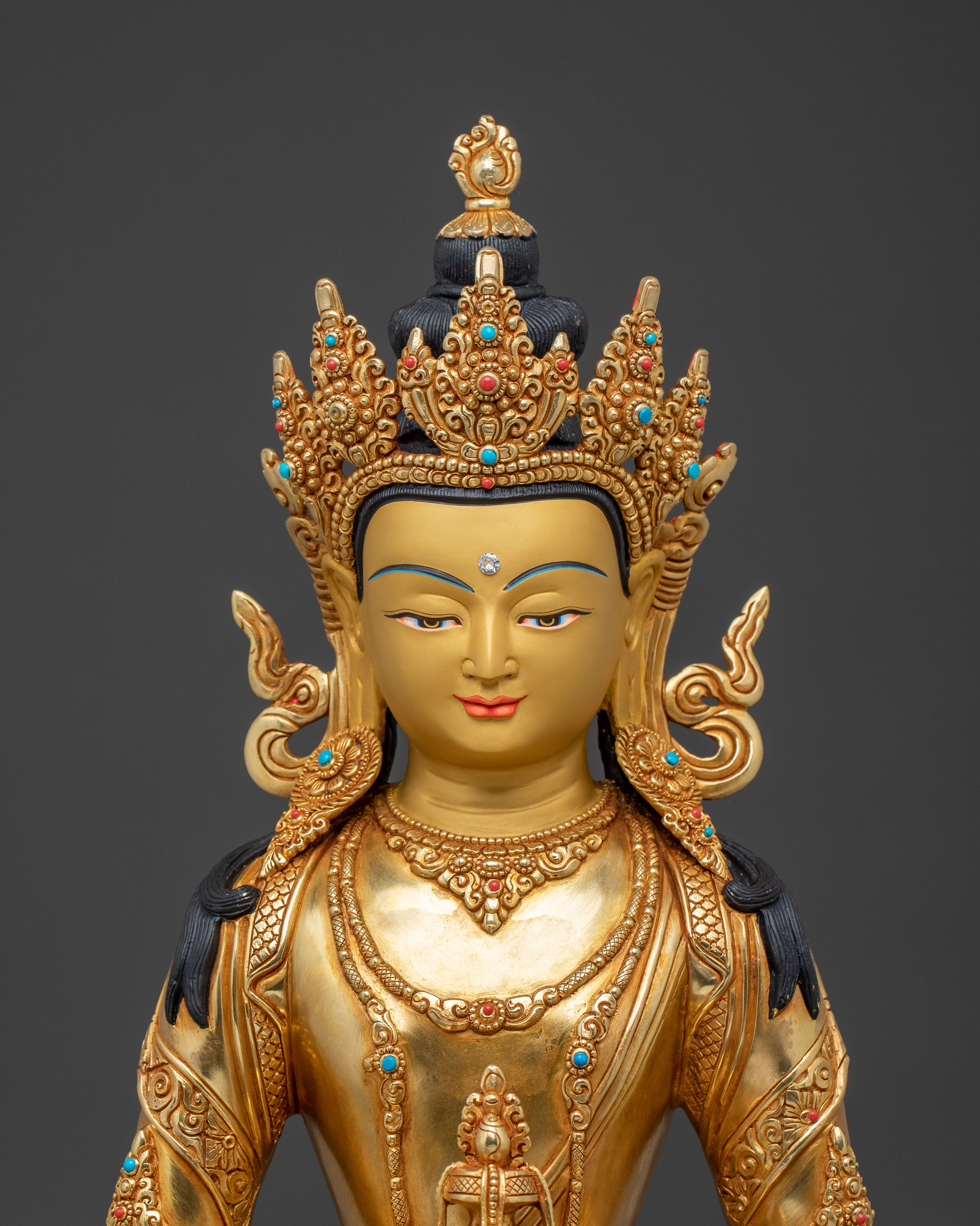 Amitayus Statue for Longevity – Hand-Gilded Copper