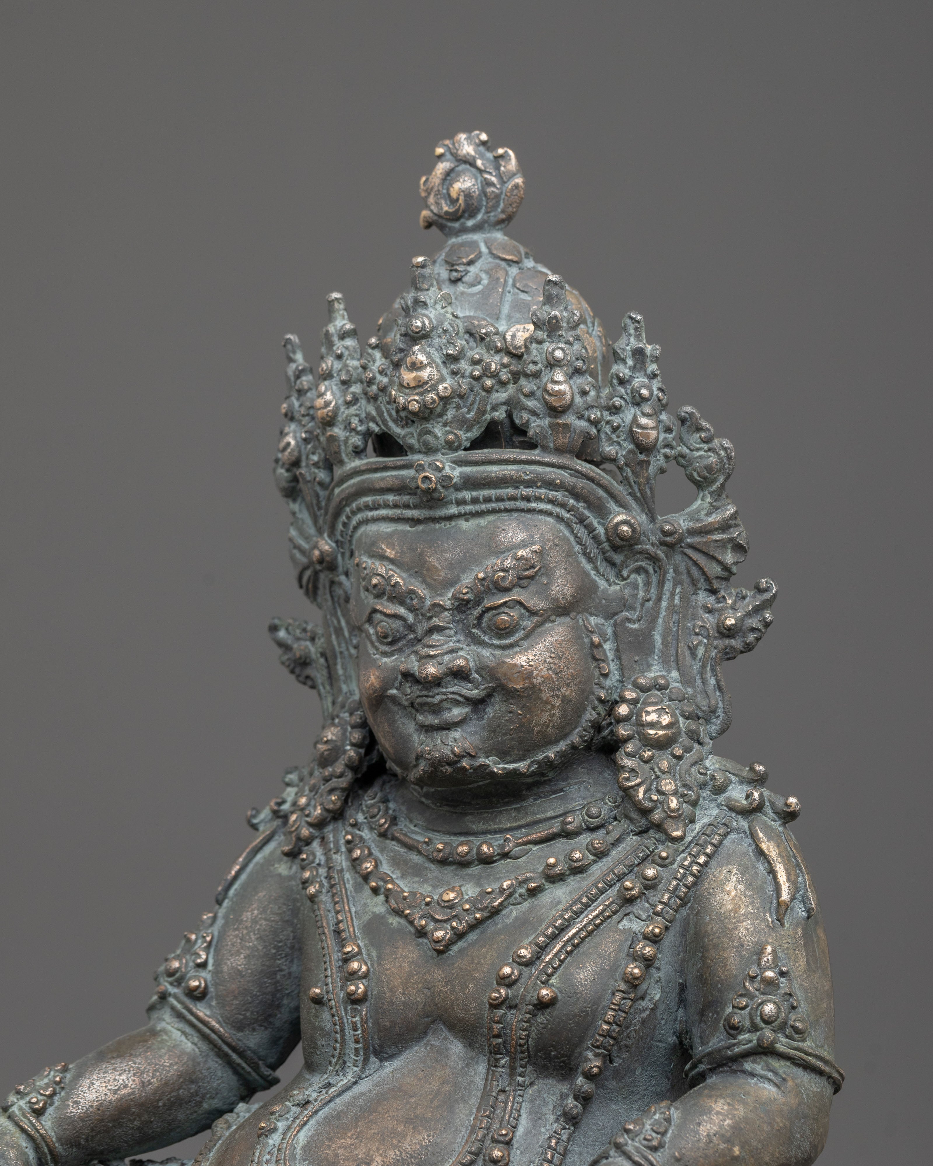 Tibetan Deity Dzambhala Copper Statue | Antique Finish