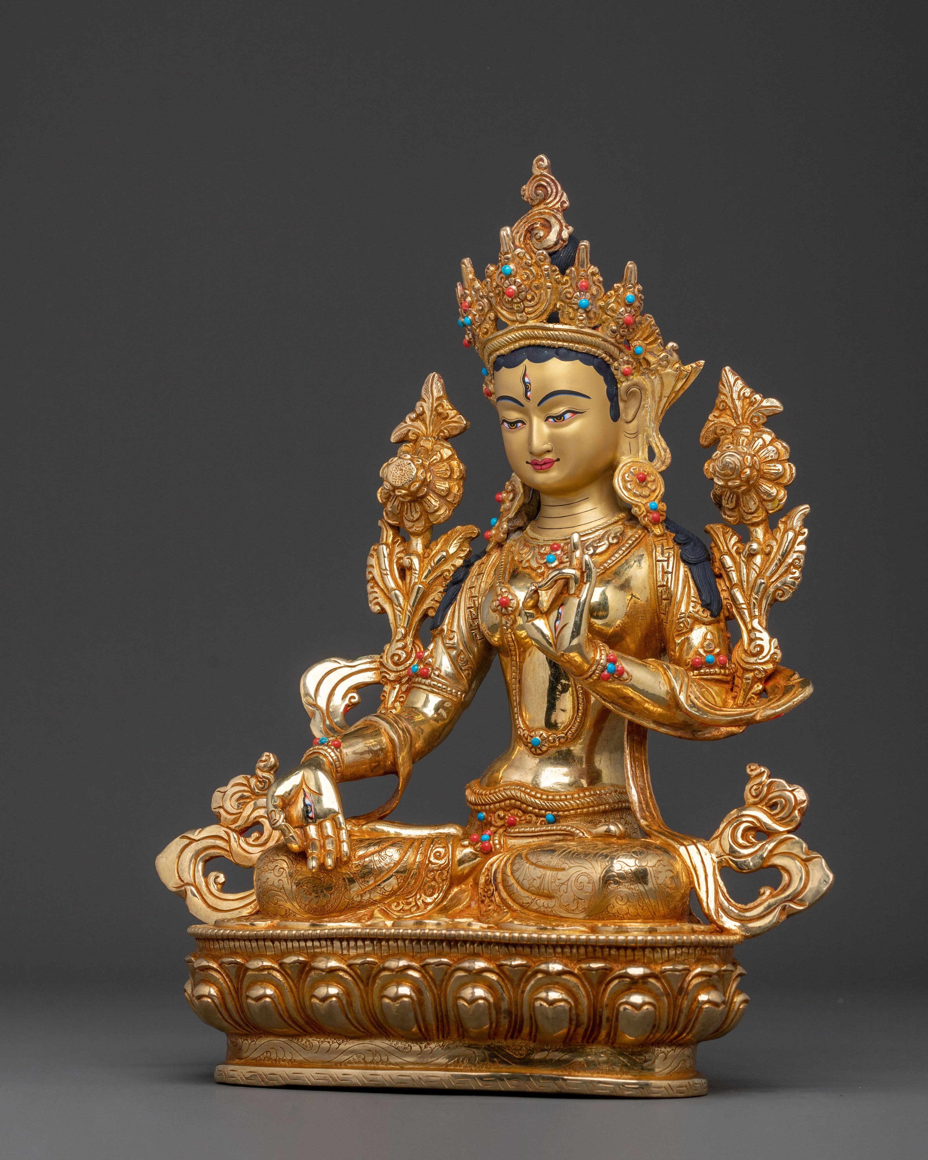 White Tara Statue: One with Seven Eyes