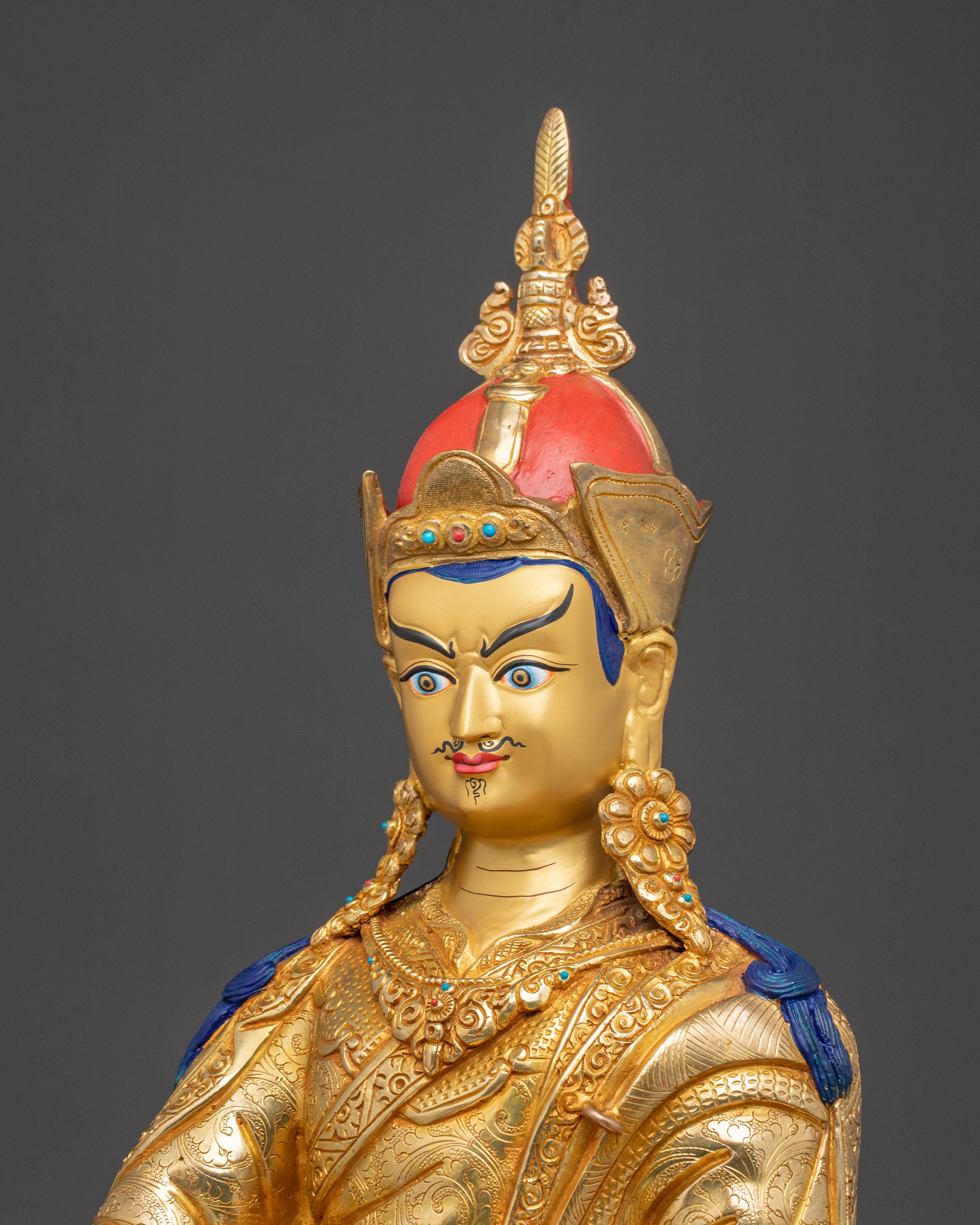 Golden Lotus Born Guru Rinpoche Sacred Statue – Hand-Gilded Copper