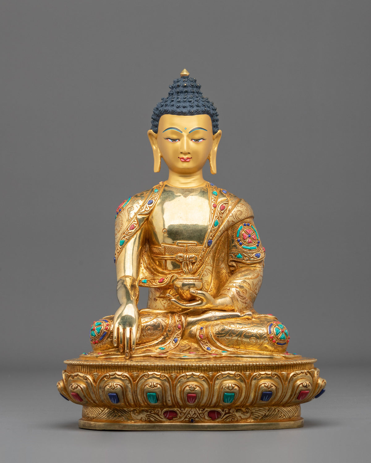 Handmade Three Buddhas Copper Statue Set | 24K Gold Gilded