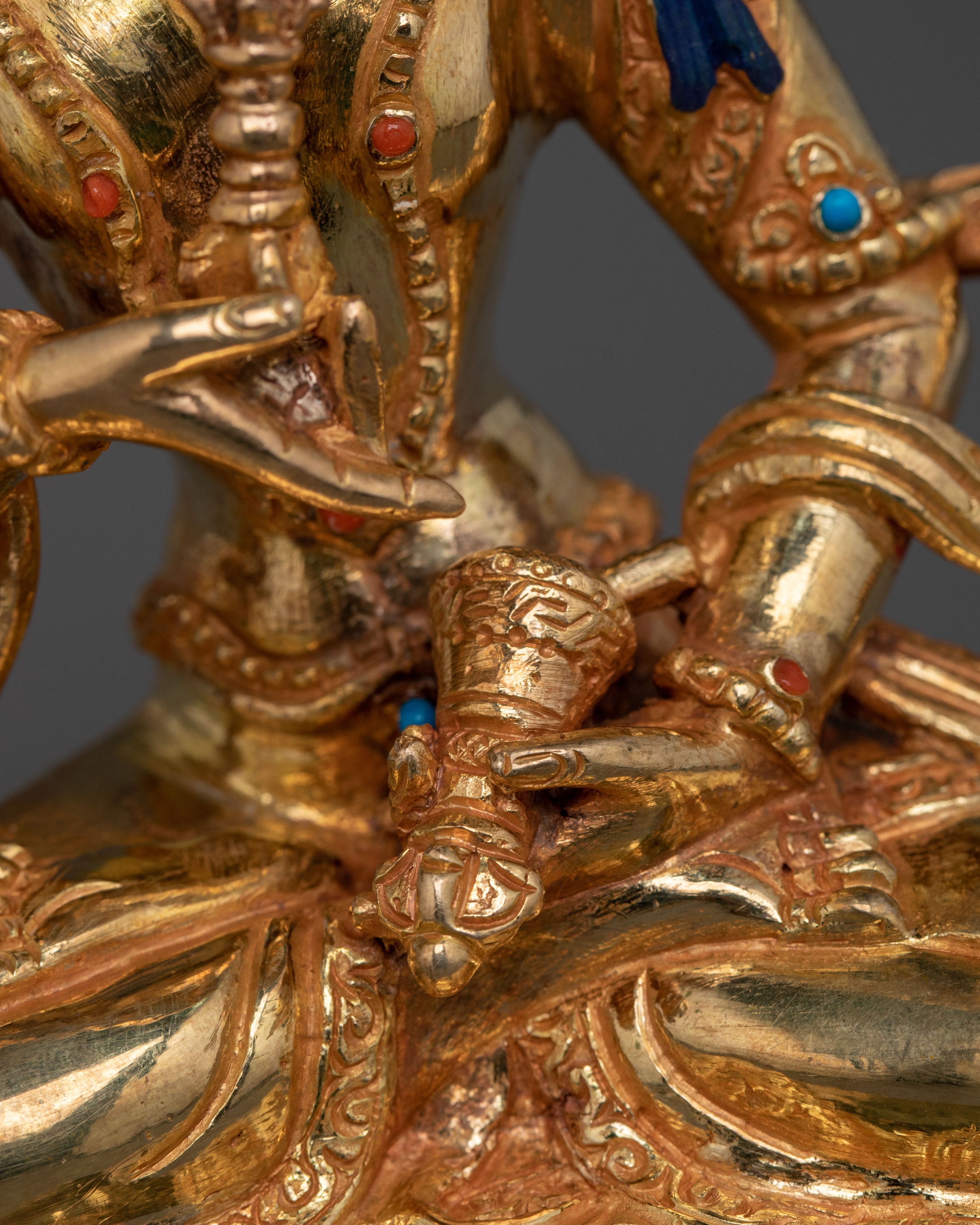 Vajrasattva Traditionally Hand Carved Statue : Altar Decor