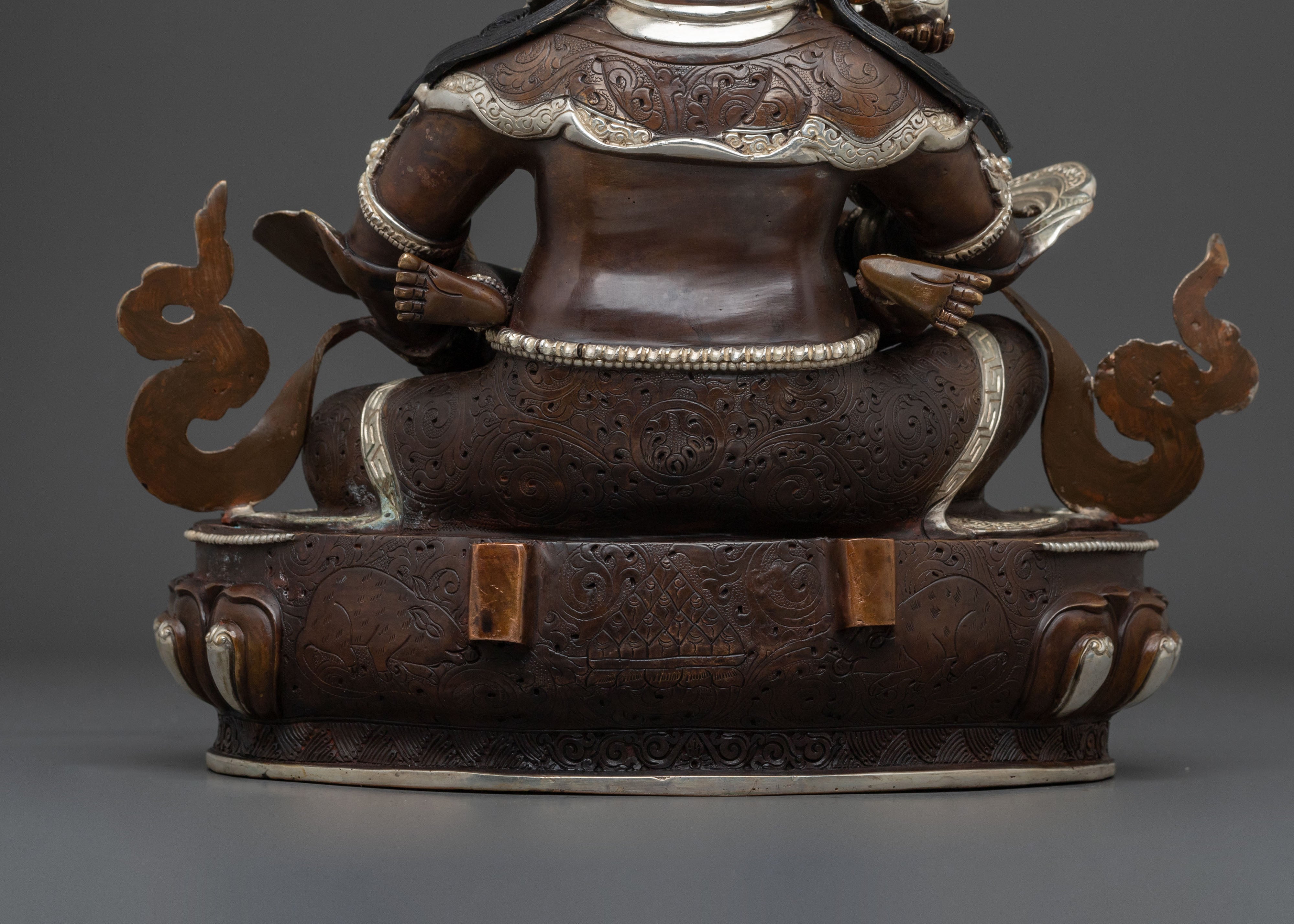 Red Dzambhala Statue | Oxidized Copper Wealth Deity