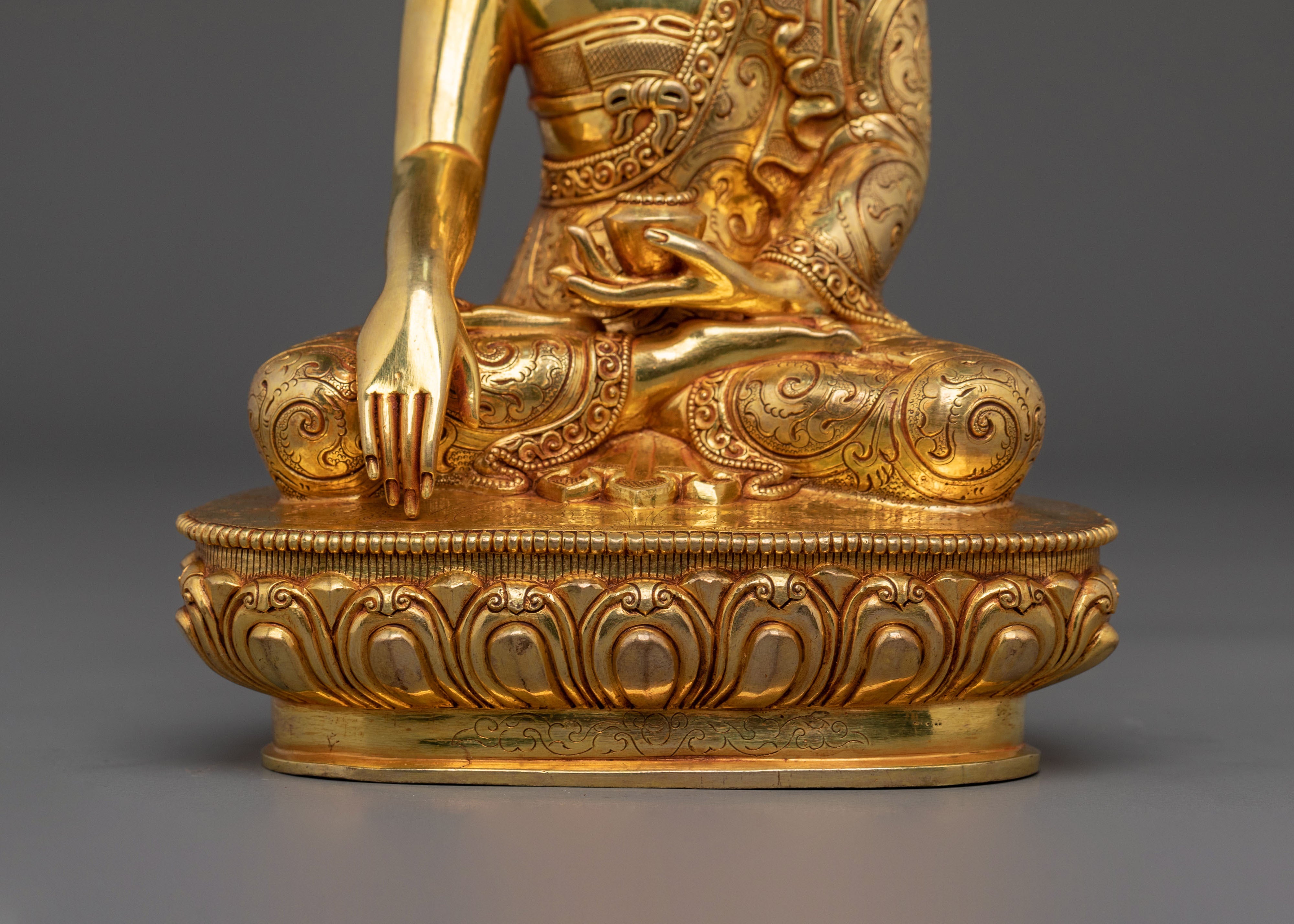 Complete Altar Set of Three Buddhas in Radiant 24K Gold