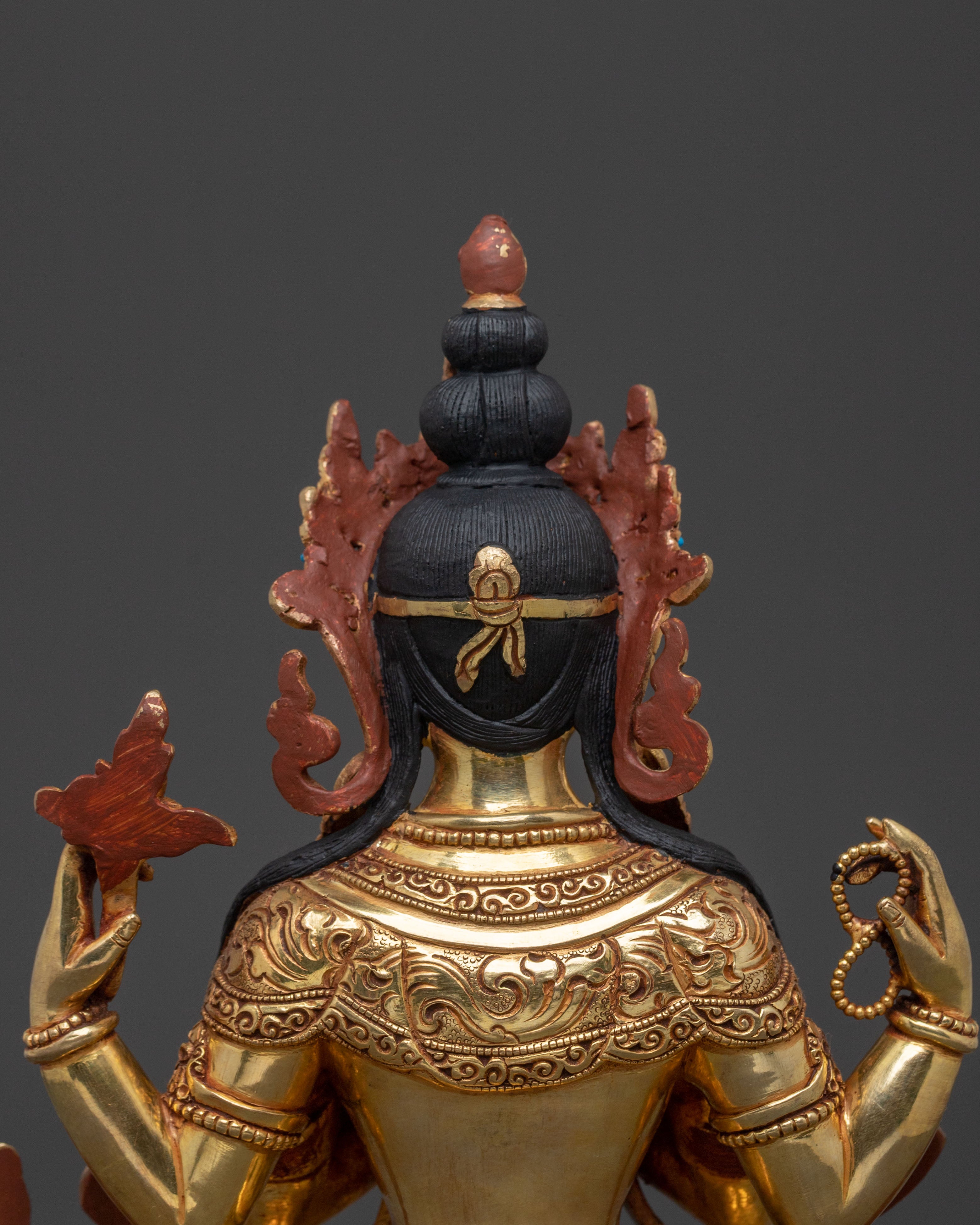 Chenrezig Sacred Statue | 24K Gold Gilded Compassion Deity