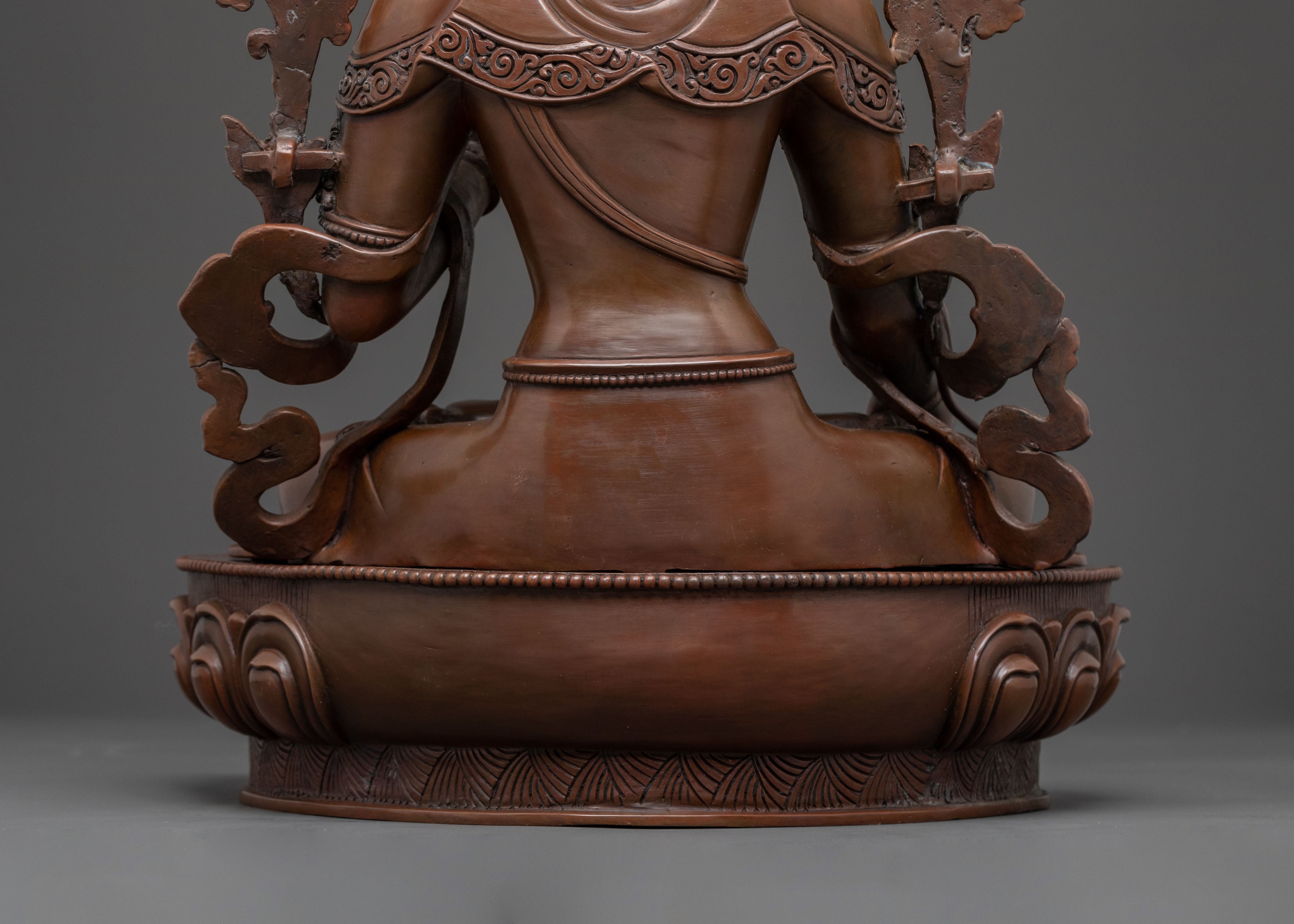 Handcrafted Copper Statue of White Tara: Serene Oxidized Finish