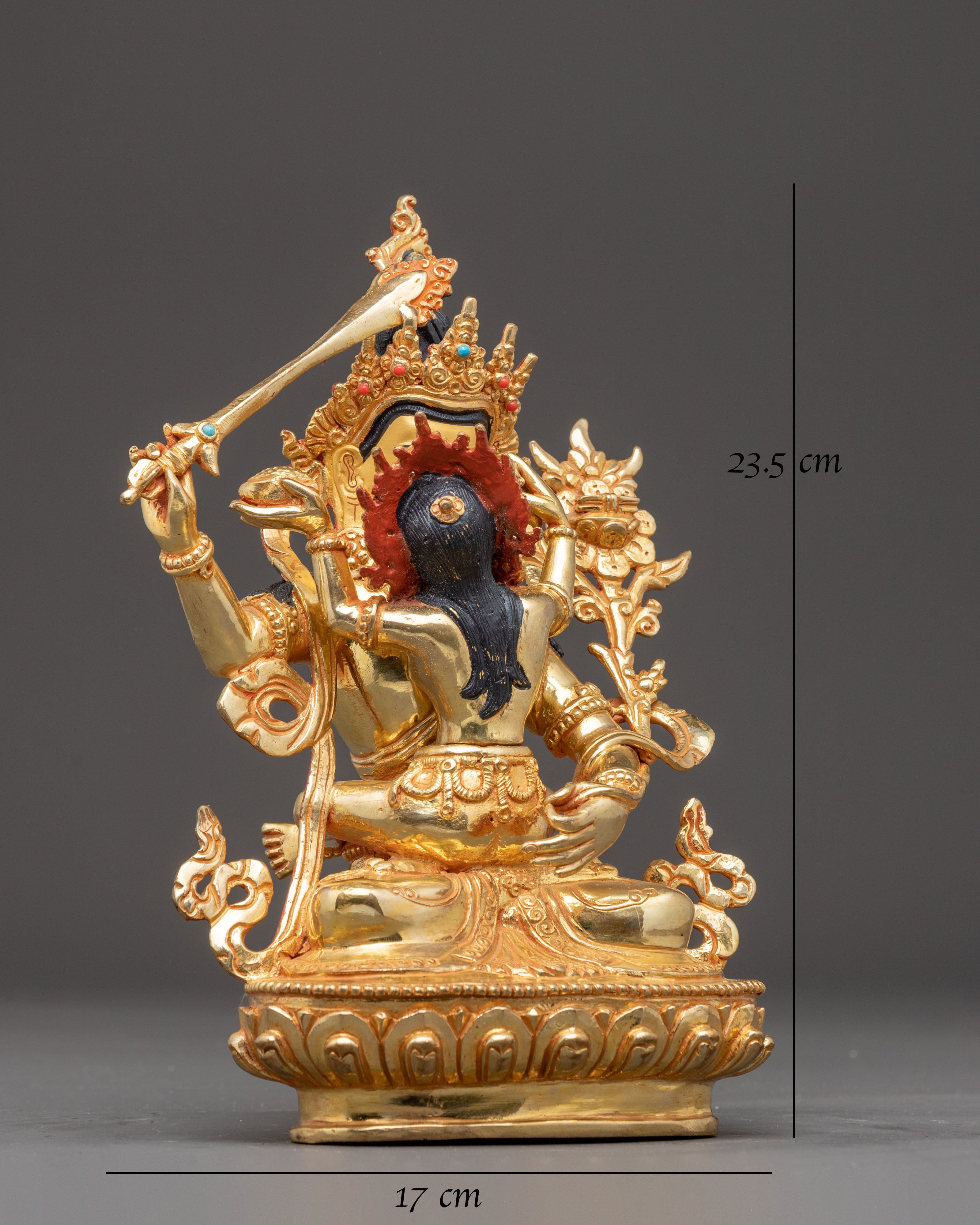 Handcrafted Copper Sculpture of Bodhisattva Manjushri