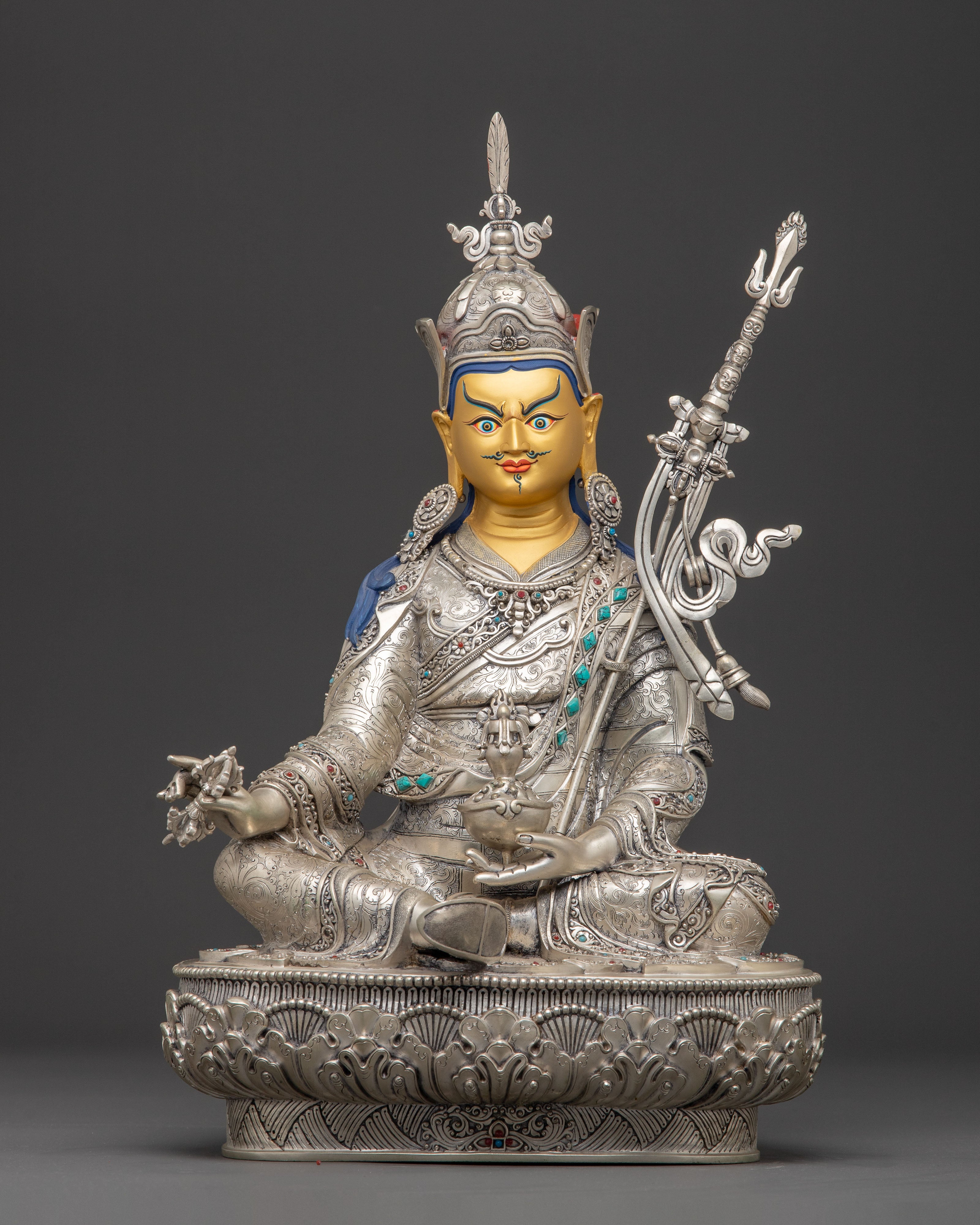 Silver Guru Rinpoche Statue | Tantric Master Padmasambhava