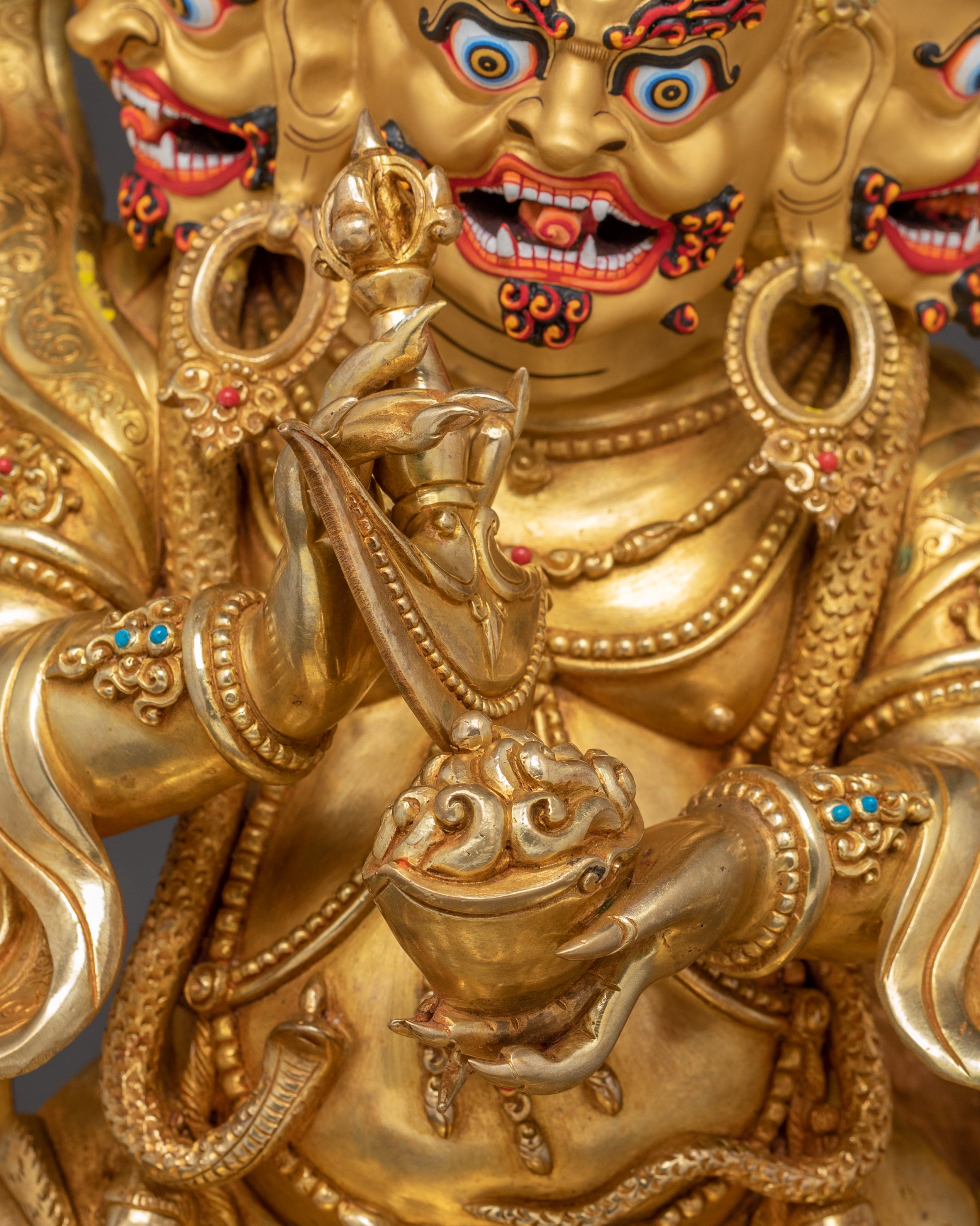 Four Armed Mahakala Handmade Copper Statue | Protector of the Dharma