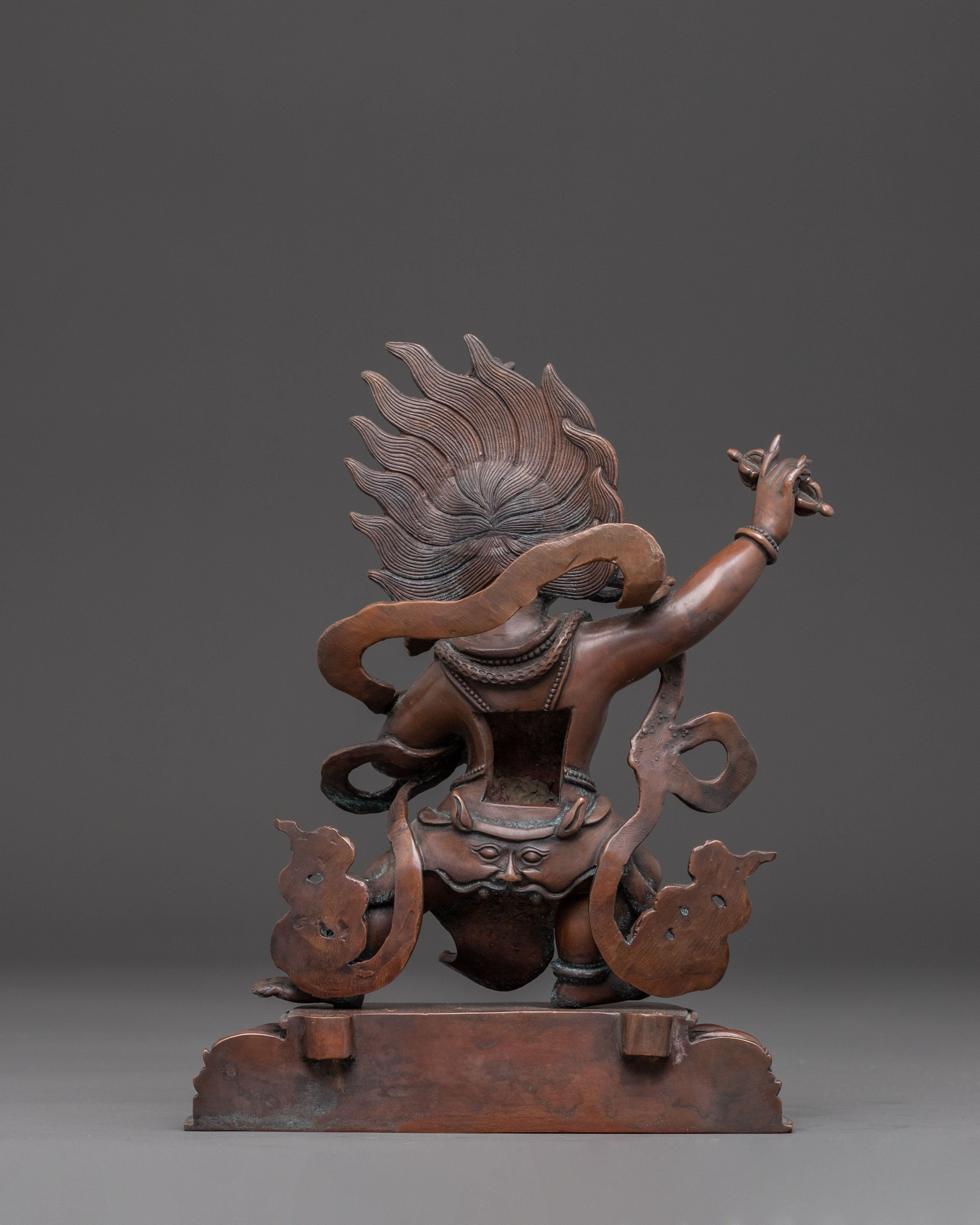 Handmade Copper Statue of Wrathful Bodhisattva Vajrapani | Tibetan Protector Deity