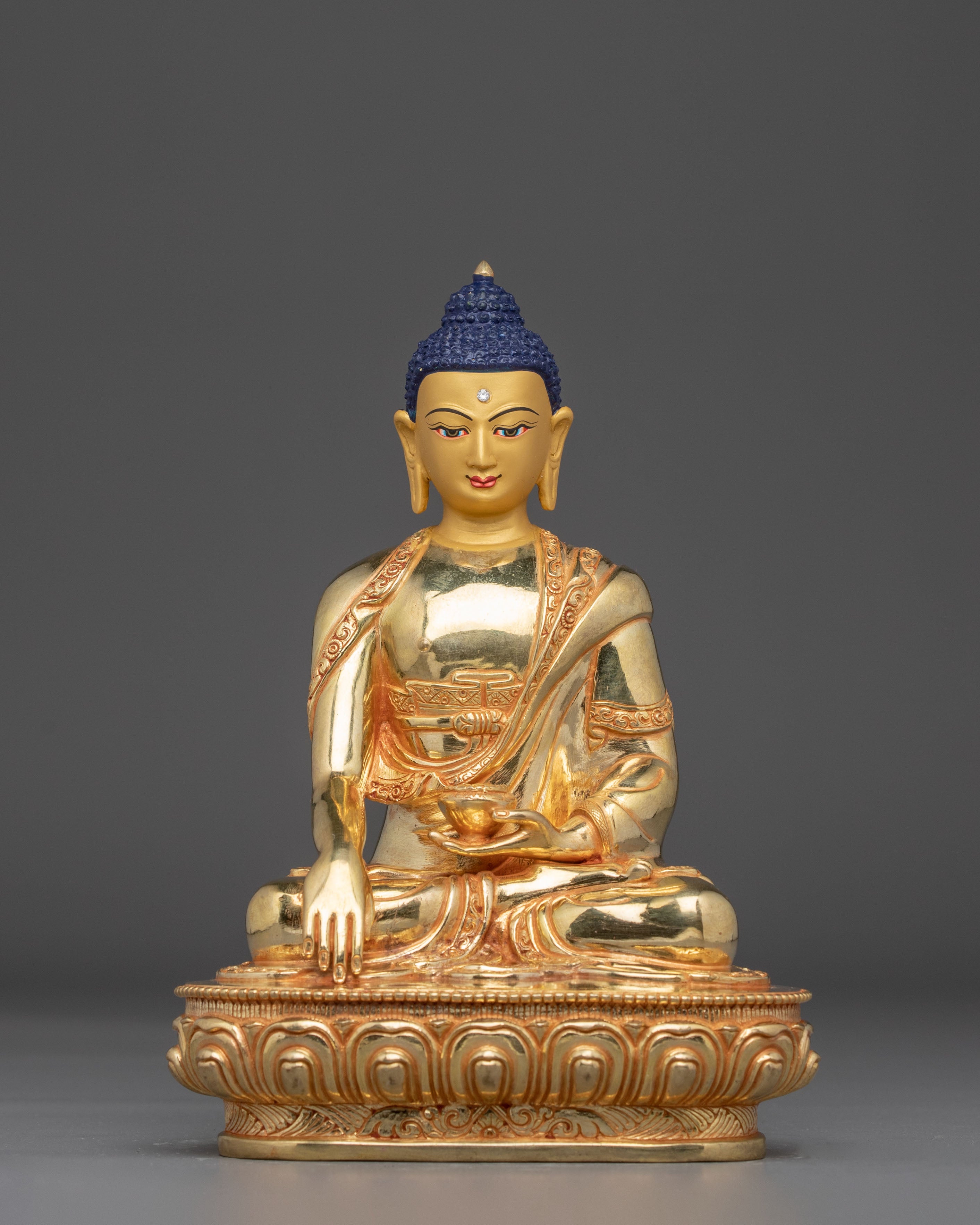 Tibetan Golden Shakyamuni Buddha Handmade Art | Himalayan Sculpture