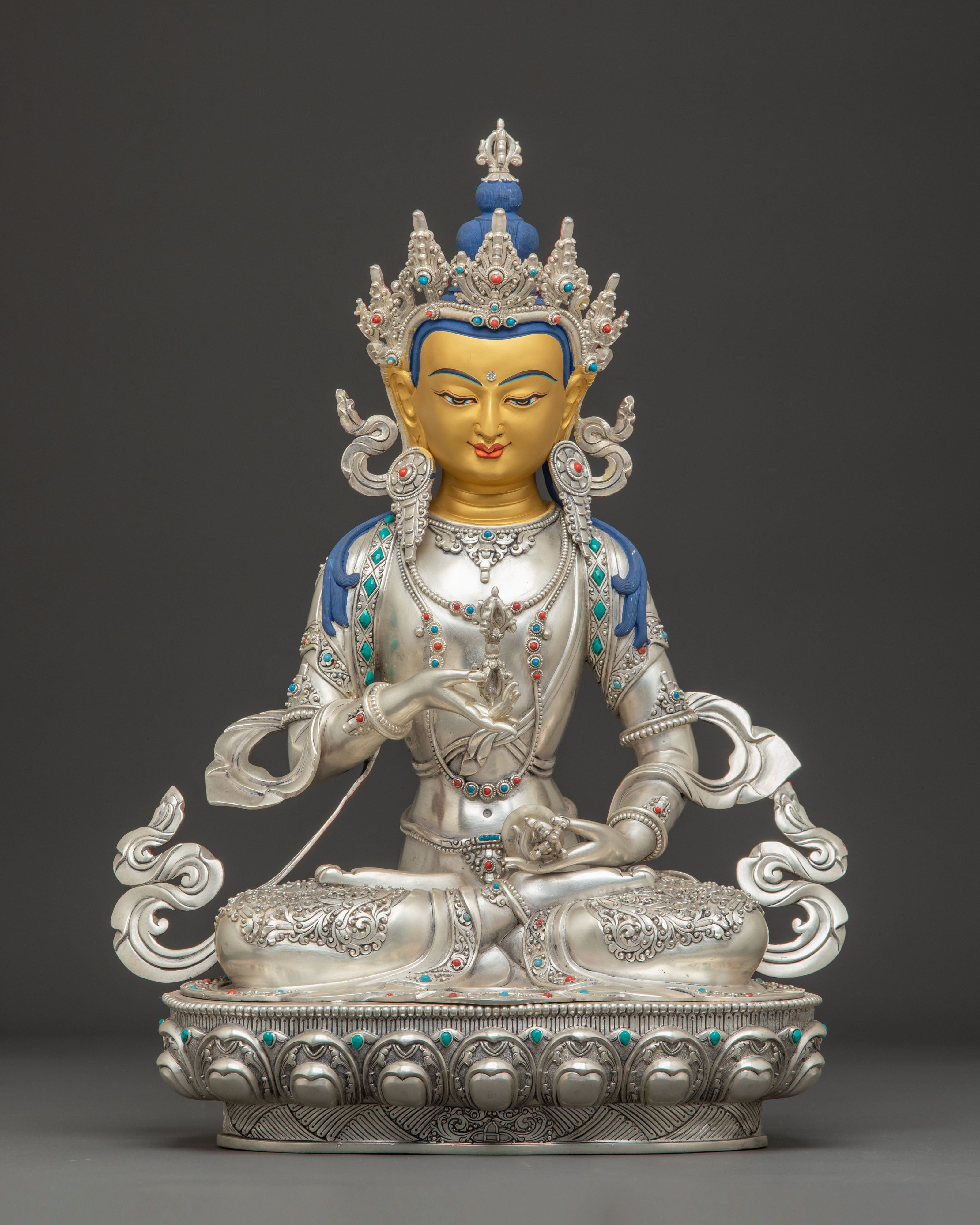 Silver Vajrasattva Statue: Bodhisattva of Purification
