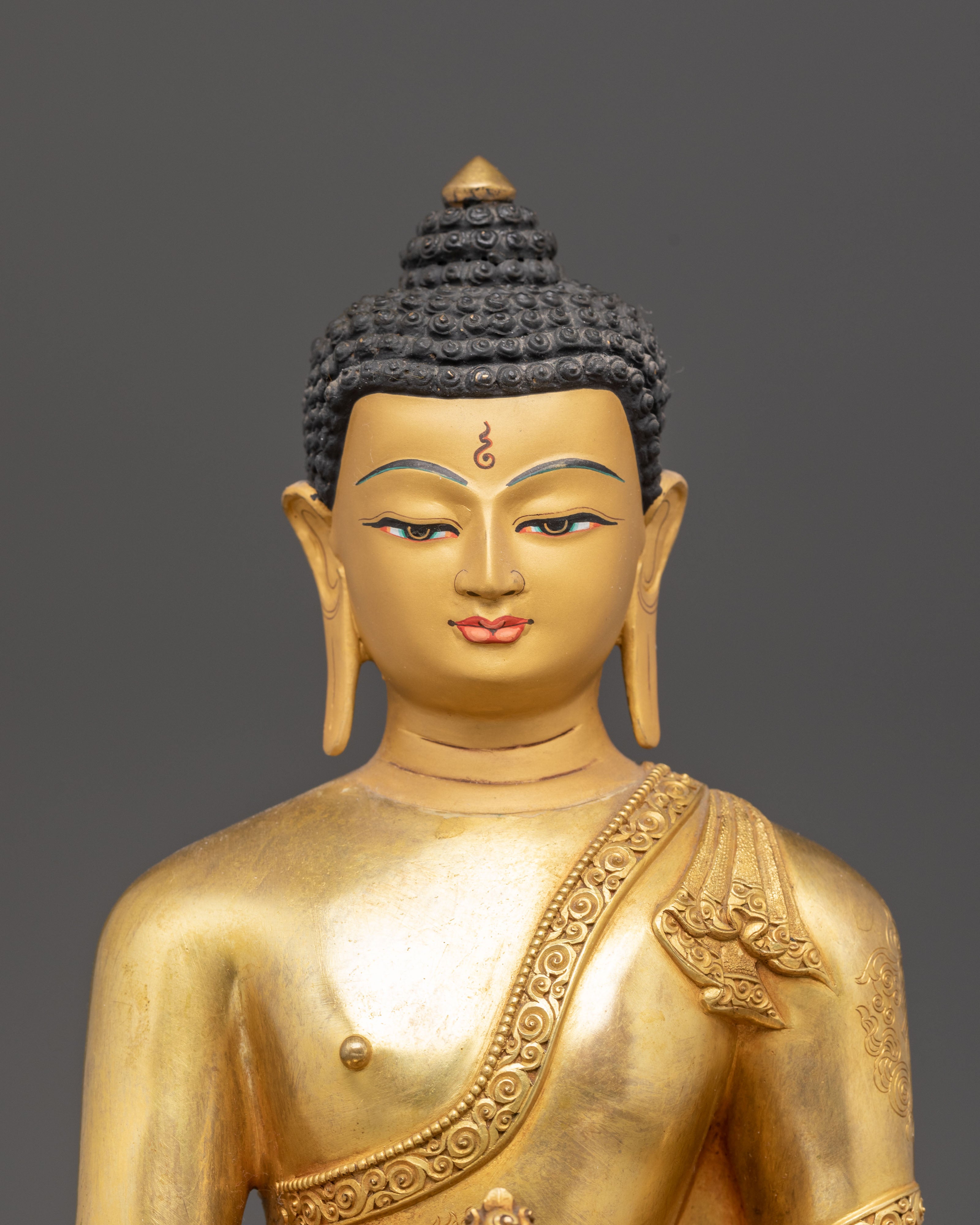 Handmade Serene Healer Medicine Buddha Bhaisajyaguru Art | Tibetan Healing Deity