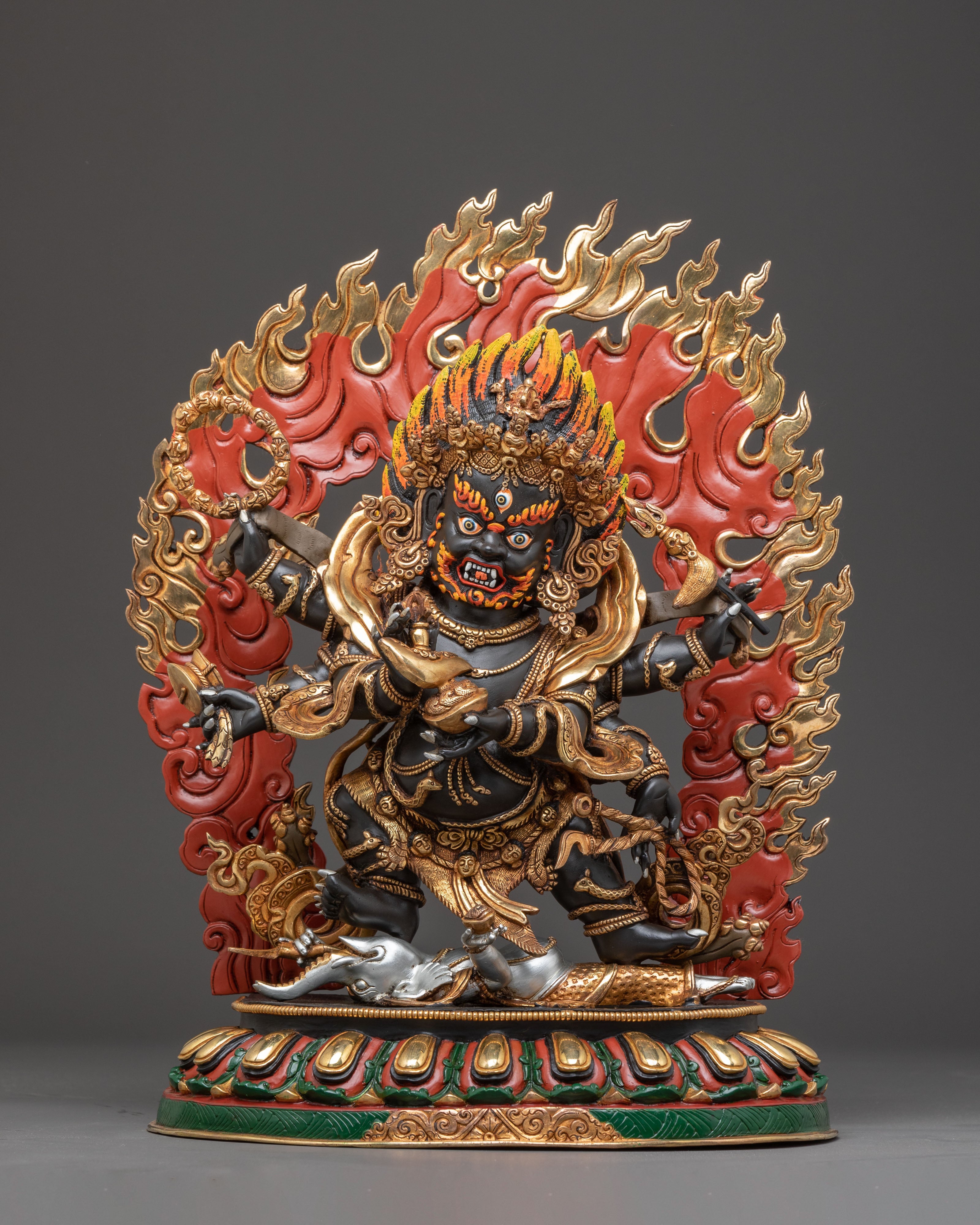 Majestic Statue of 6 Armed Mahakala | Fierce Dharma Protector