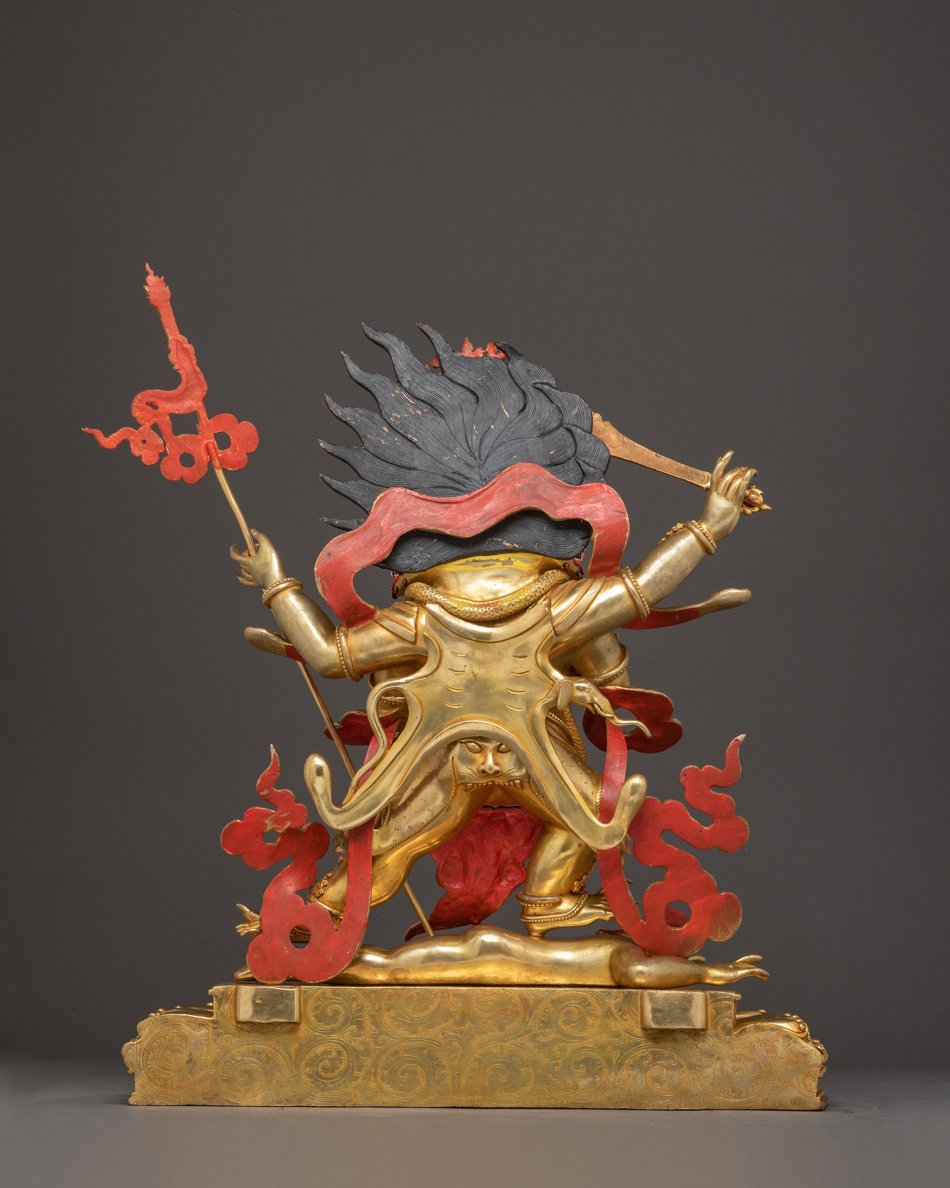Four Armed Mahakala Handmade Copper Statue | Protector of the Dharma