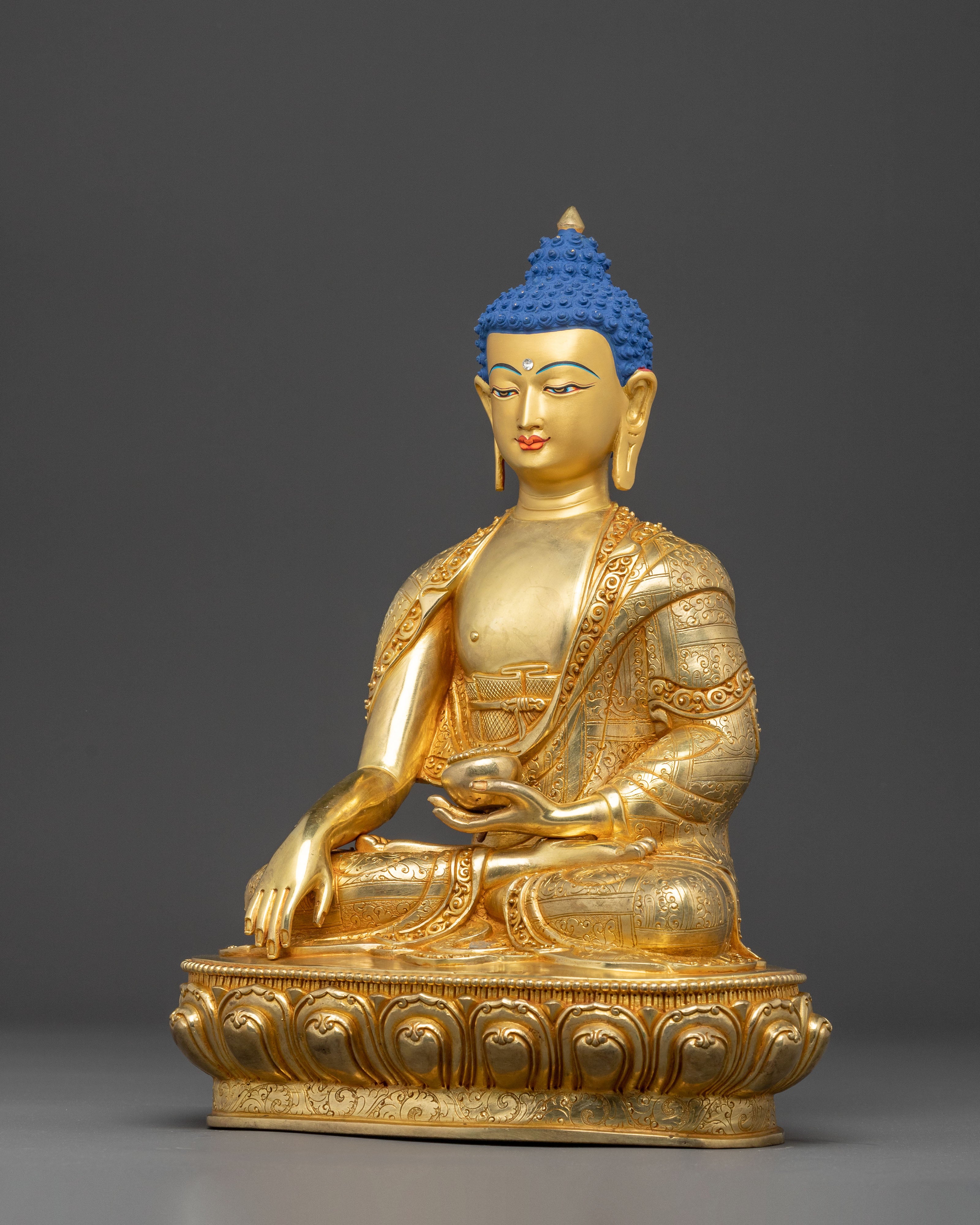 Traditional Copper Handmade Statue of Buddha Shakyamuni | Home Decor