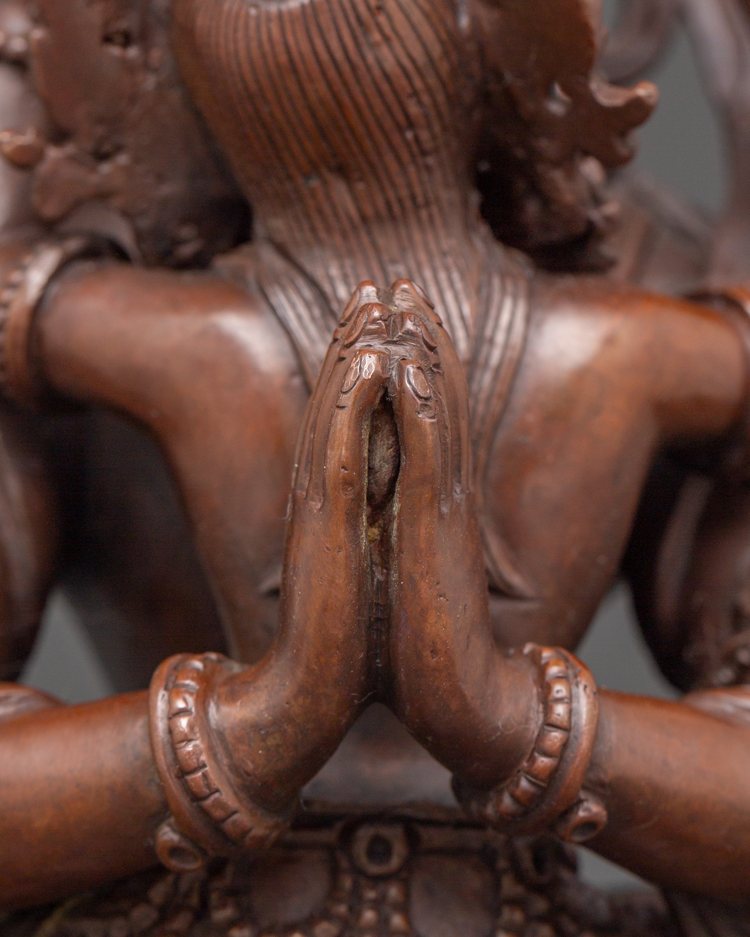 Handmade Oxidized Copper Statue of Bodhisattva Chenrezig