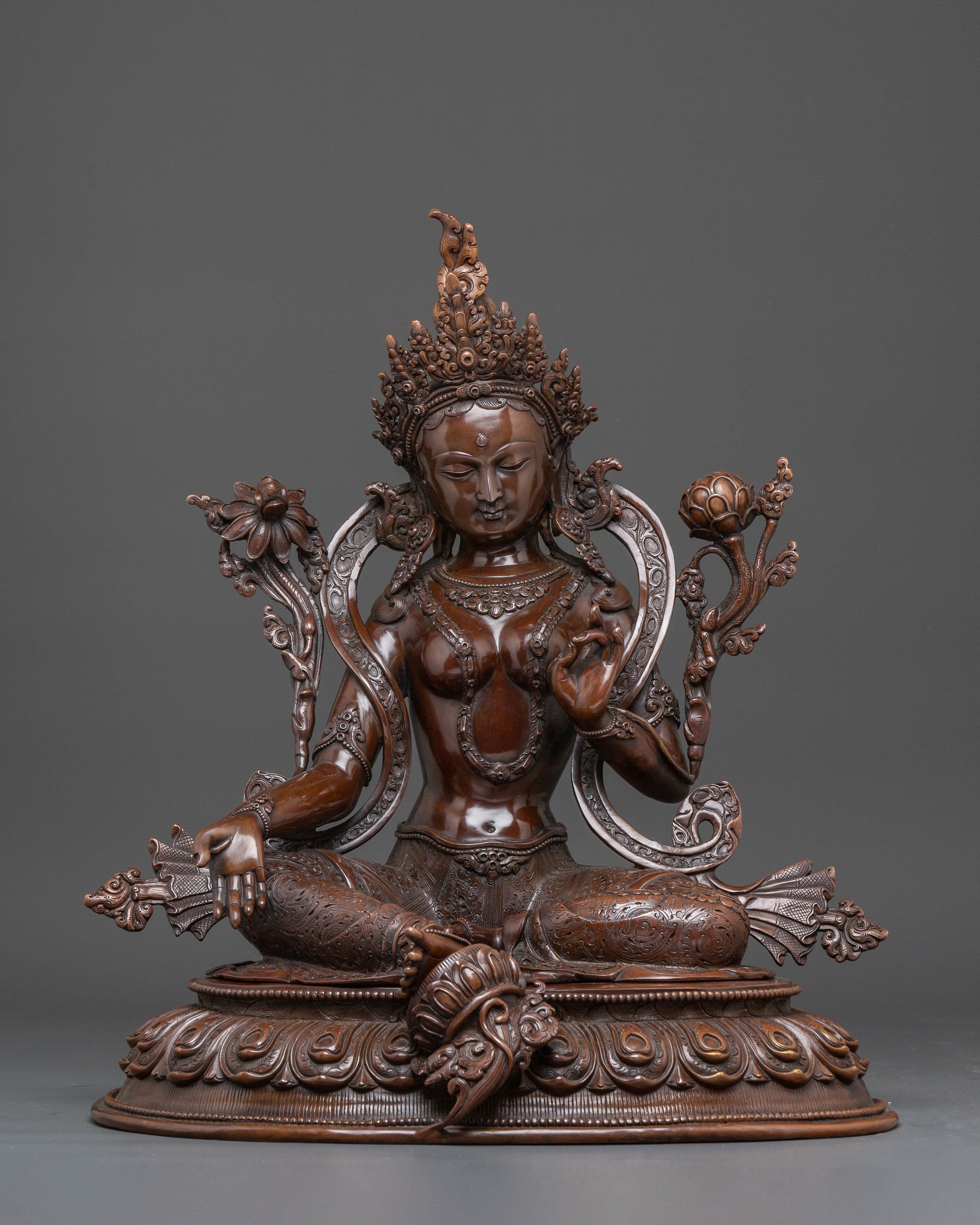 Handmade Statue of Mother Green Tara, Symbol of Compassion | Feminine Energy
