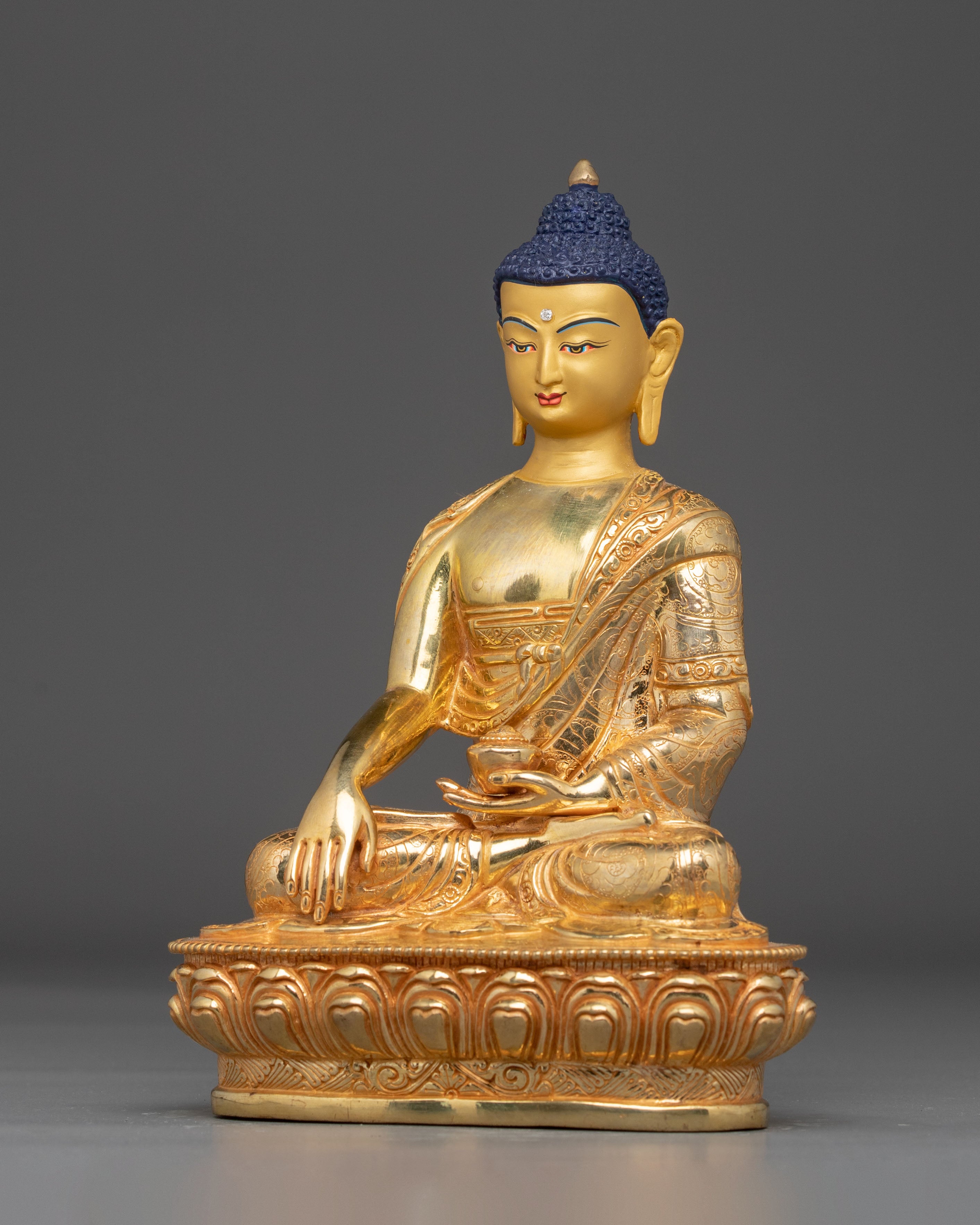 Handmade Tibetan Golden Shakyamuni Buddha Copper Art