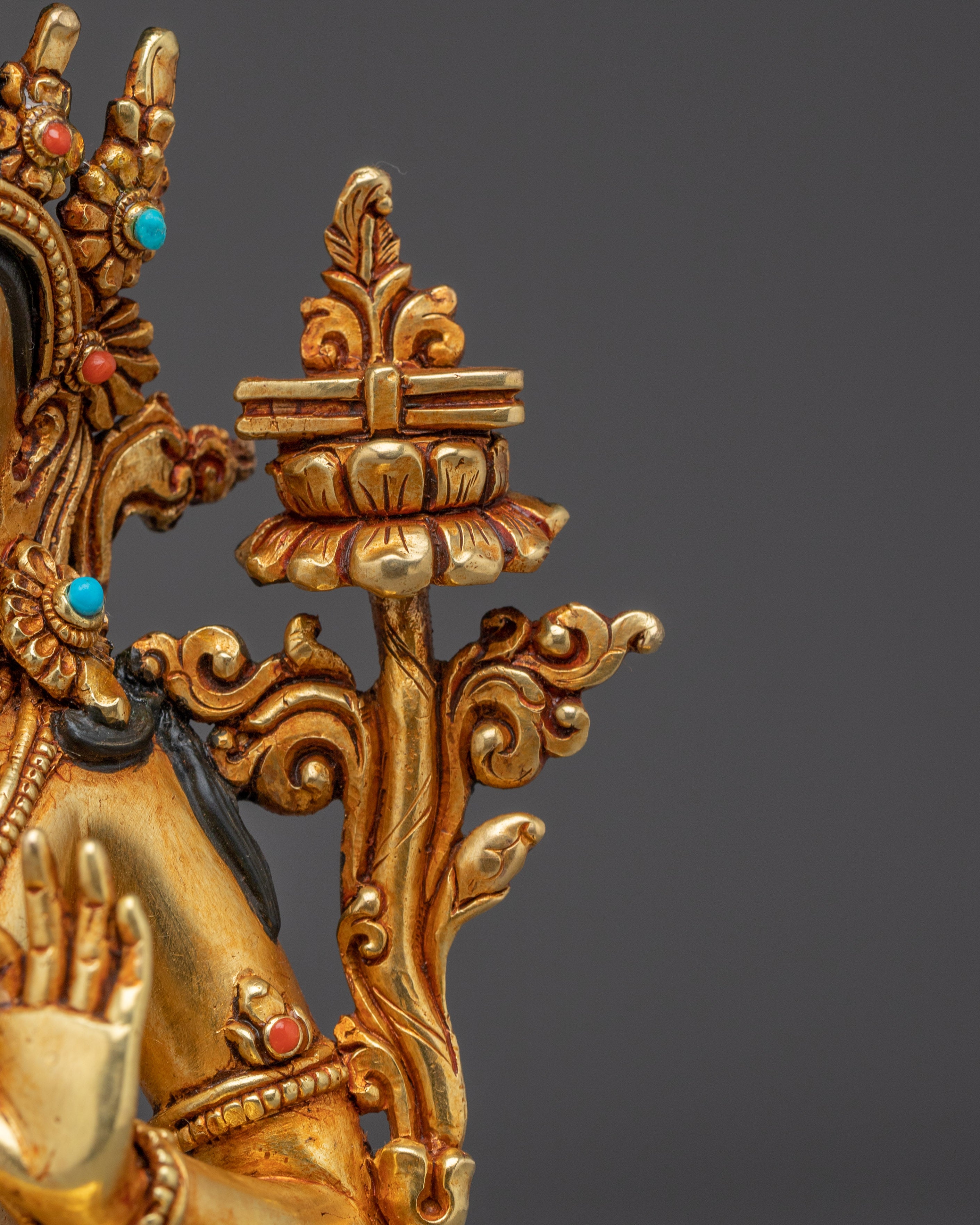 Dharma Sword Bodhisattva Manjushri | Gold Gilded Statue