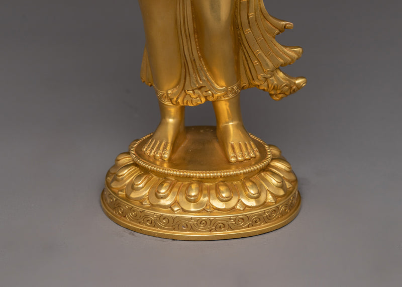 Standing Green Tara Golden Statue | Shyama Tara - Compassionate Deity