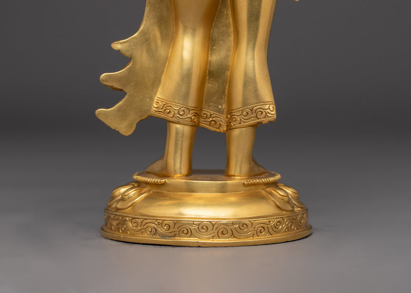 Standing Green Tara Golden Statue | Shyama Tara - Compassionate Deity